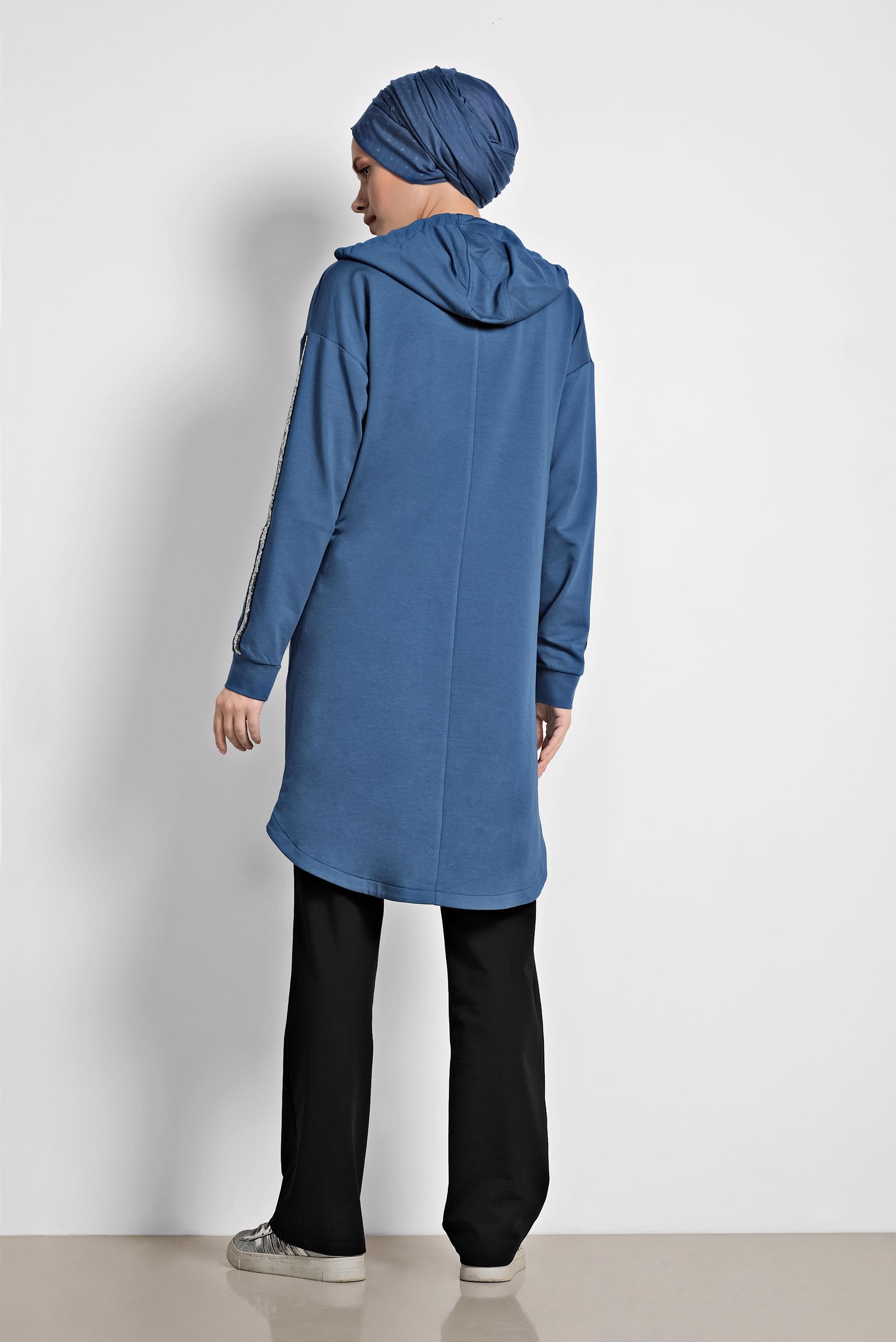 Hijab clothing NAVY BLUE Sequin Tracksuit Tunic 4199 