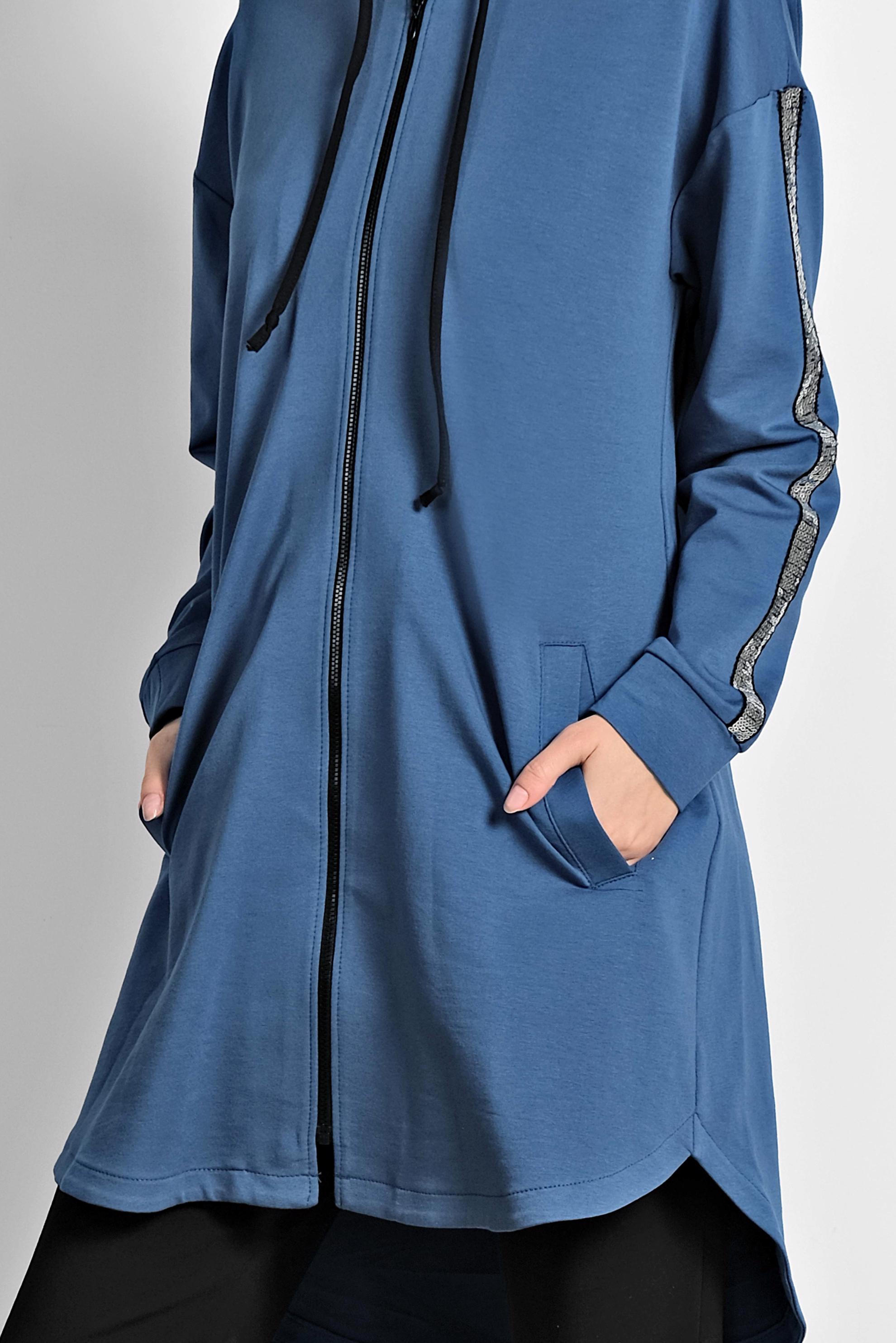 Hijab clothing NAVY BLUE Sequin Tracksuit Tunic 4199 