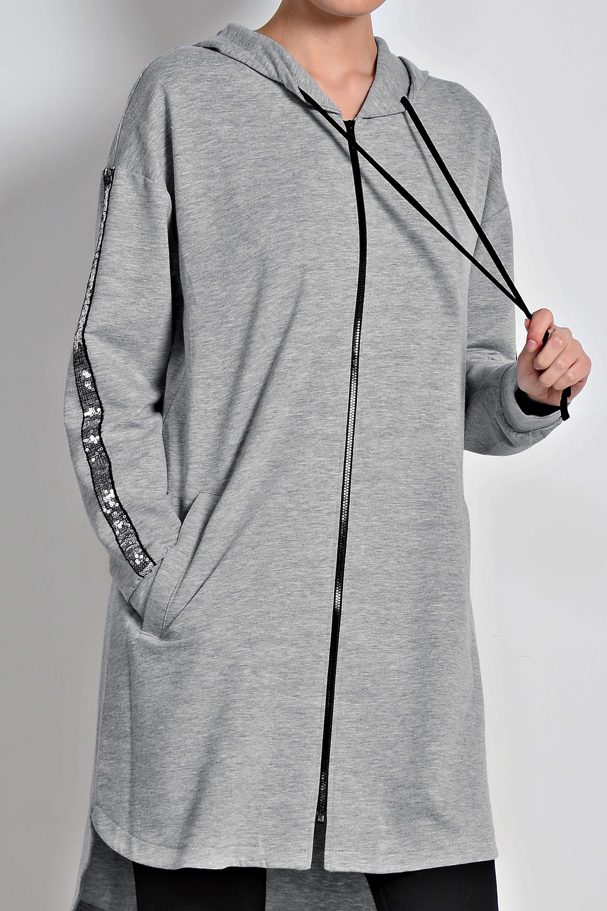 Hijab clothing GREY Sequin Tracksuit Tunic 4199 