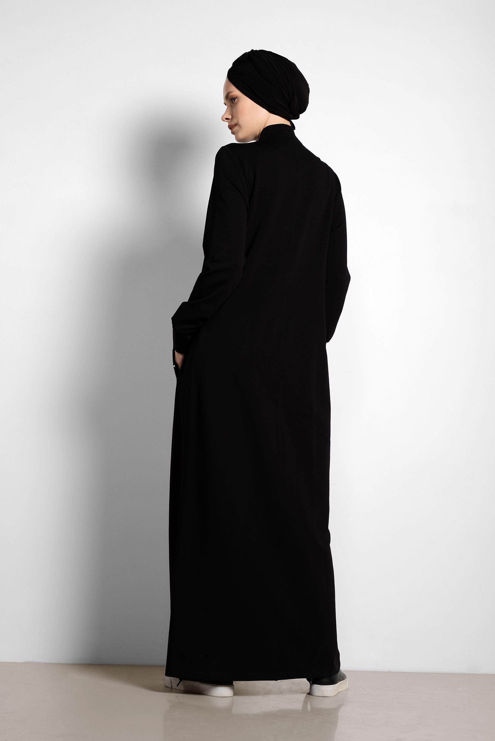 Tesettür giyim SİYAH PUL PAYET DETAYLI PAMUKLU EŞOFMAN TUNİK 4203