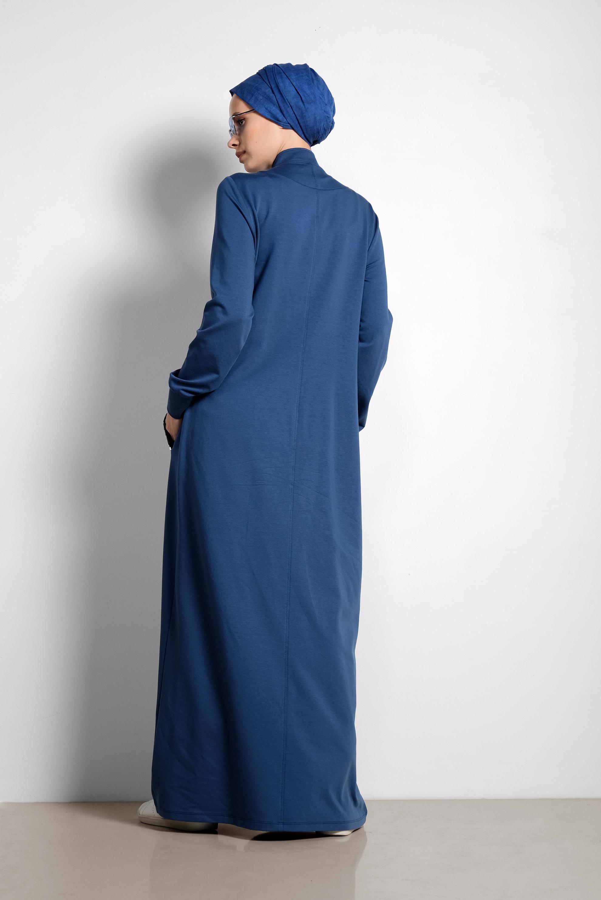 Tesettür giyim LACİVERT PUL PAYET DETAYLI PAMUKLU EŞOFMAN TUNİK 4203