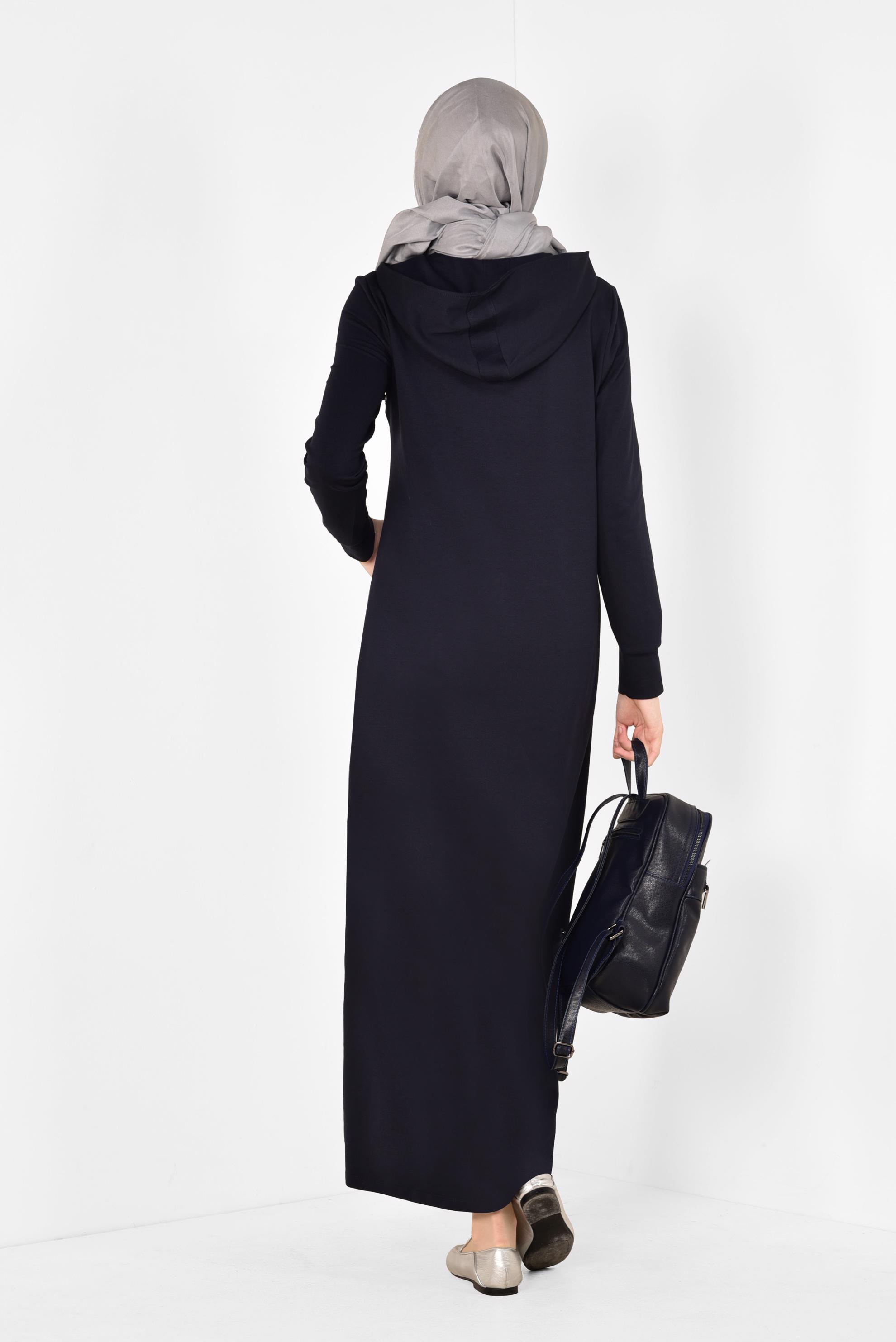 Tesettür giyim LACİVERT CEPLİ EŞOFMAN ELBİSE 4235 