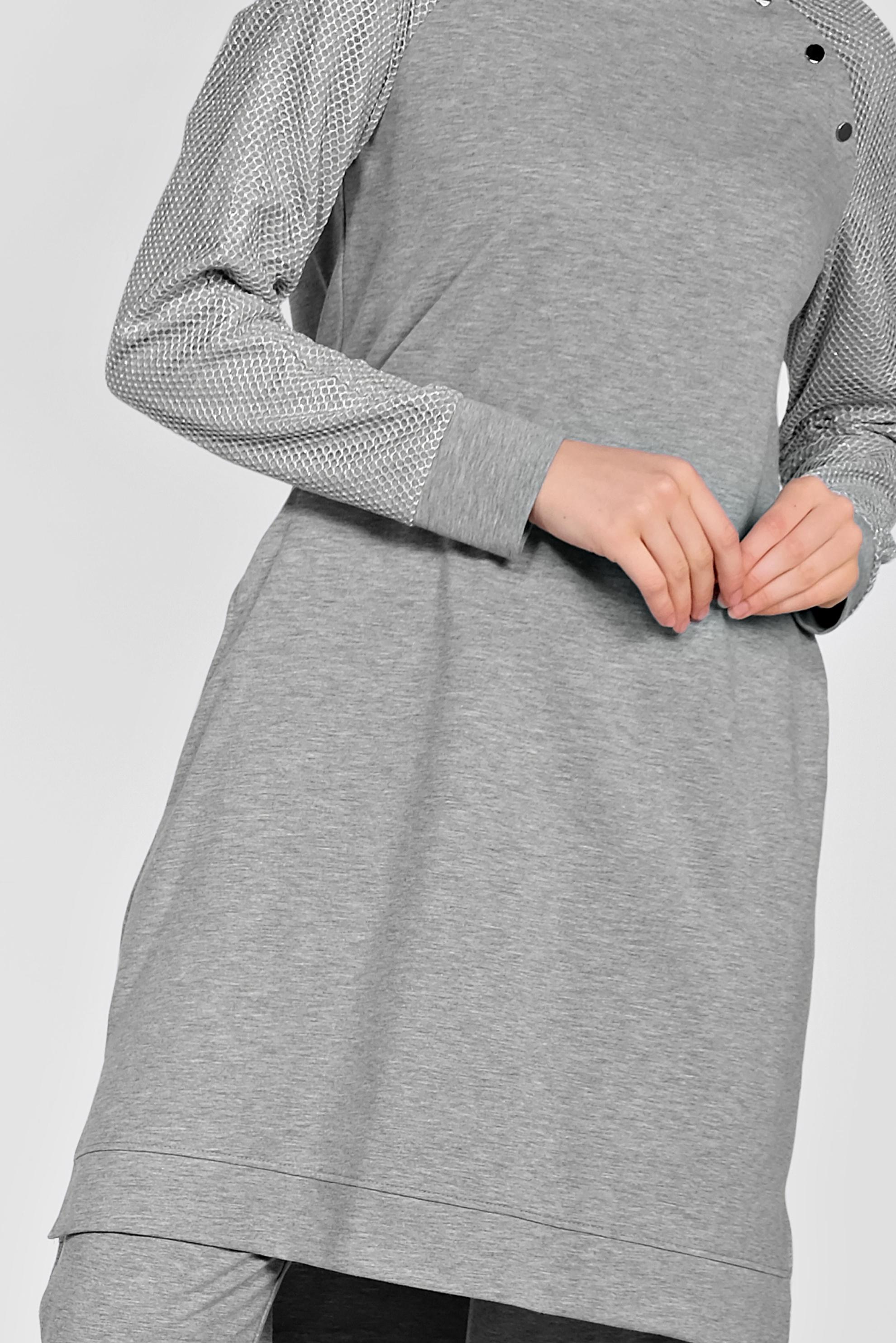 Hijab clothing GREY Filet Detail Binary Tracksuit 4277 
