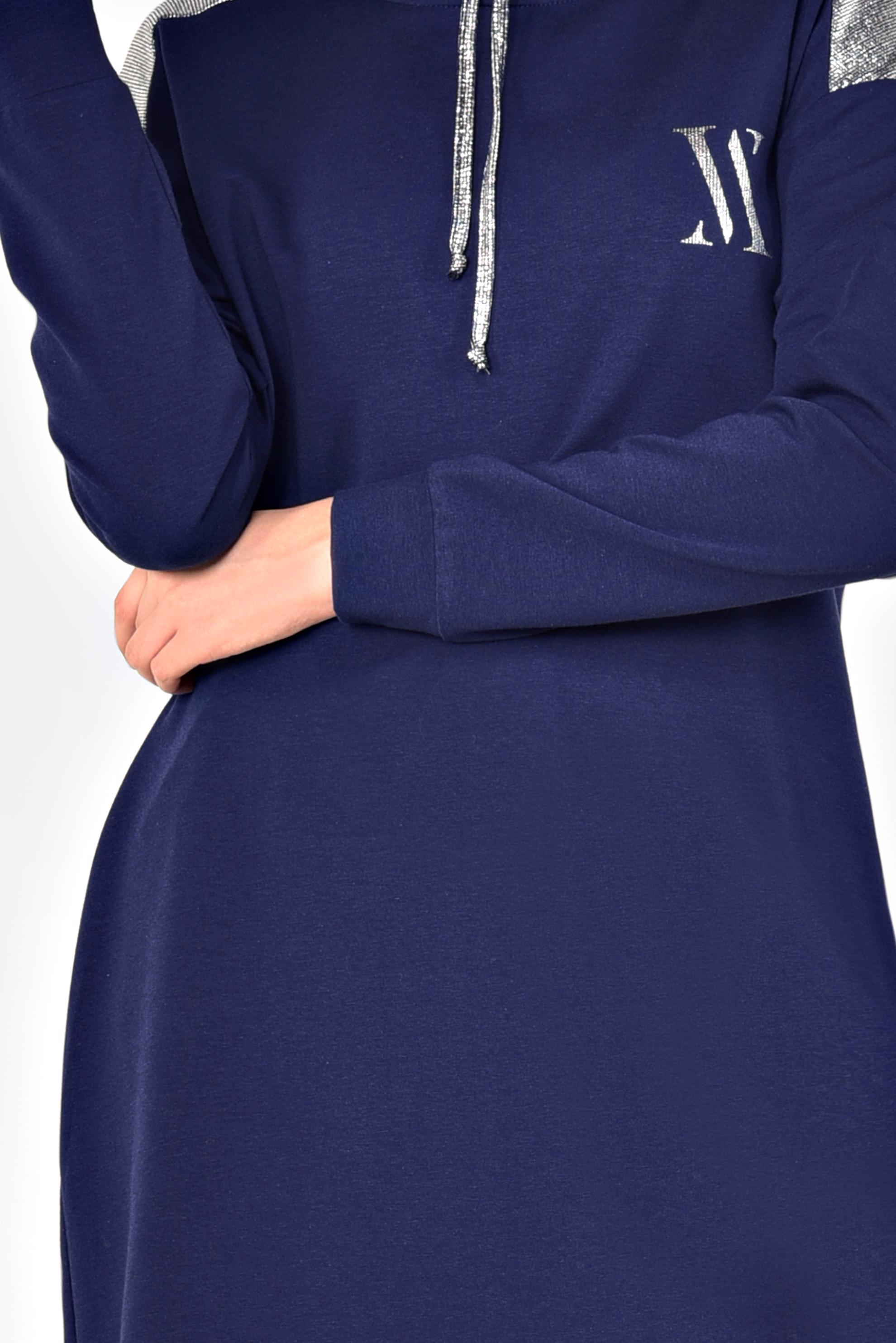 Tesettür giyim LACİVERT ALVİNA LOGOLU KAPÜŞONLU PANTOLONLU EŞOFMAN TAKIMI 4870