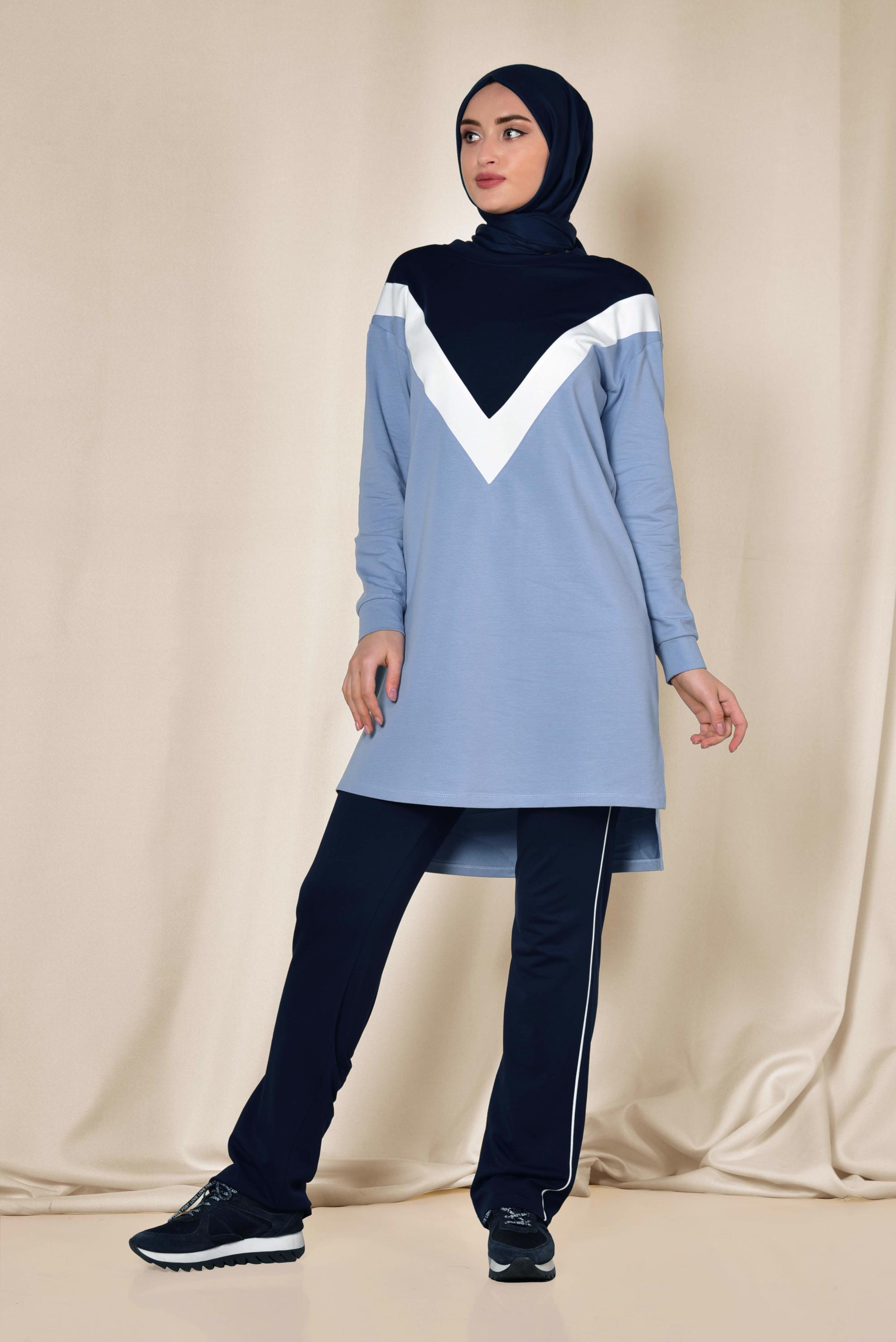 Hijab clothing BLUE Cotton Tracksuit 4871 