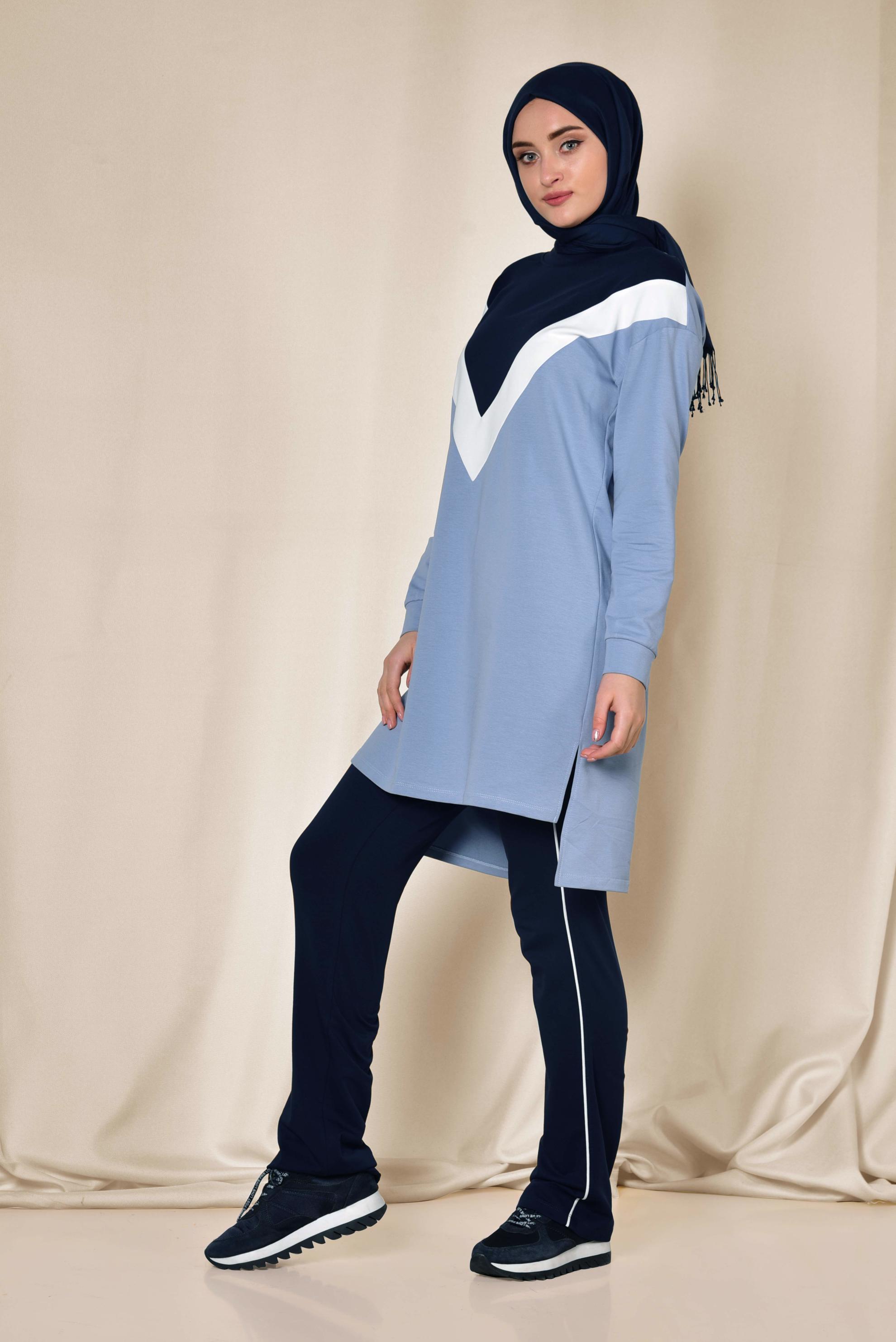 Hijab clothing BLUE Cotton Tracksuit 4871 