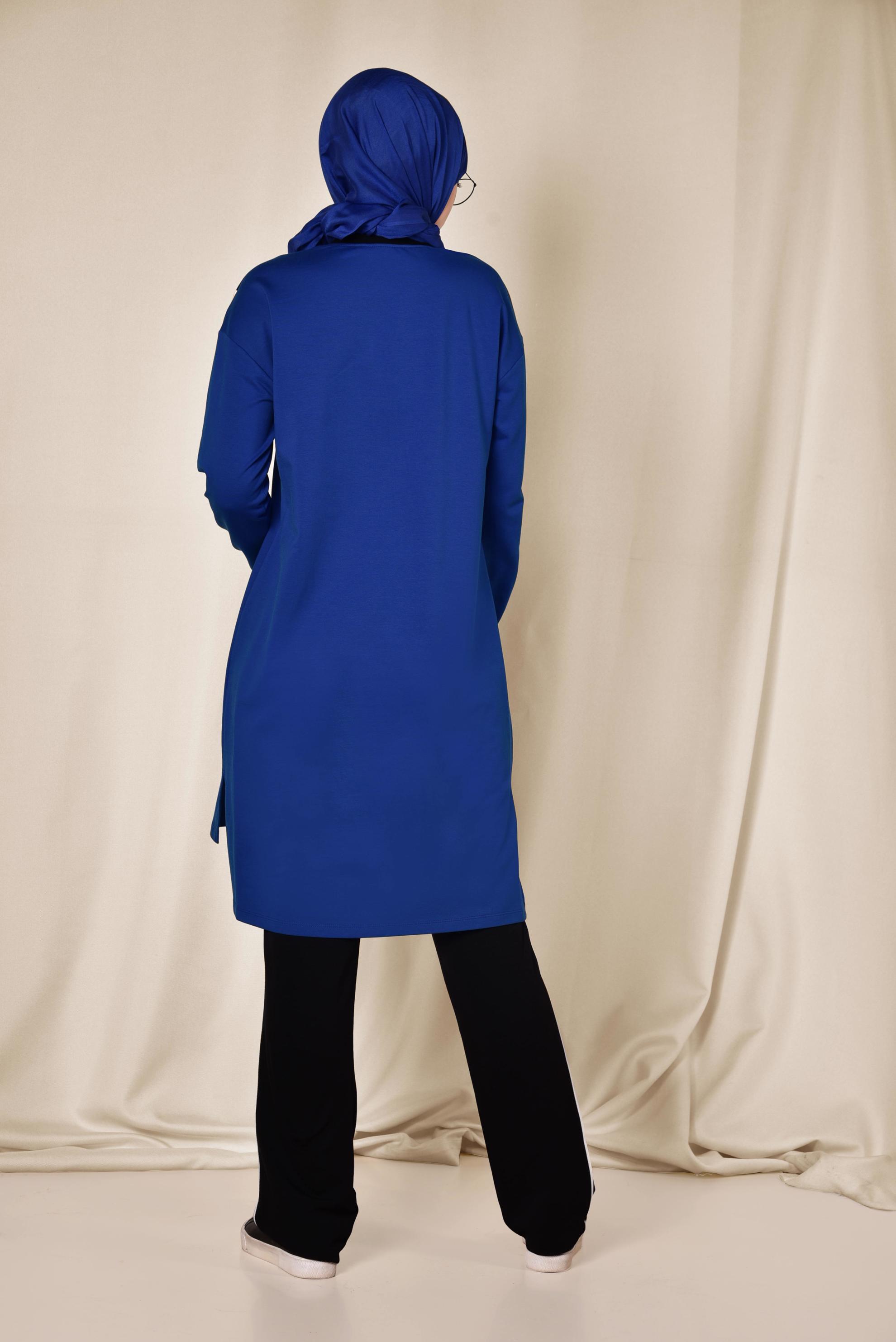 Tesettür giyim LACİVERT PAMUKLU İKİLİ PANTOLONLU EŞOFMAN TAKIMI 4871