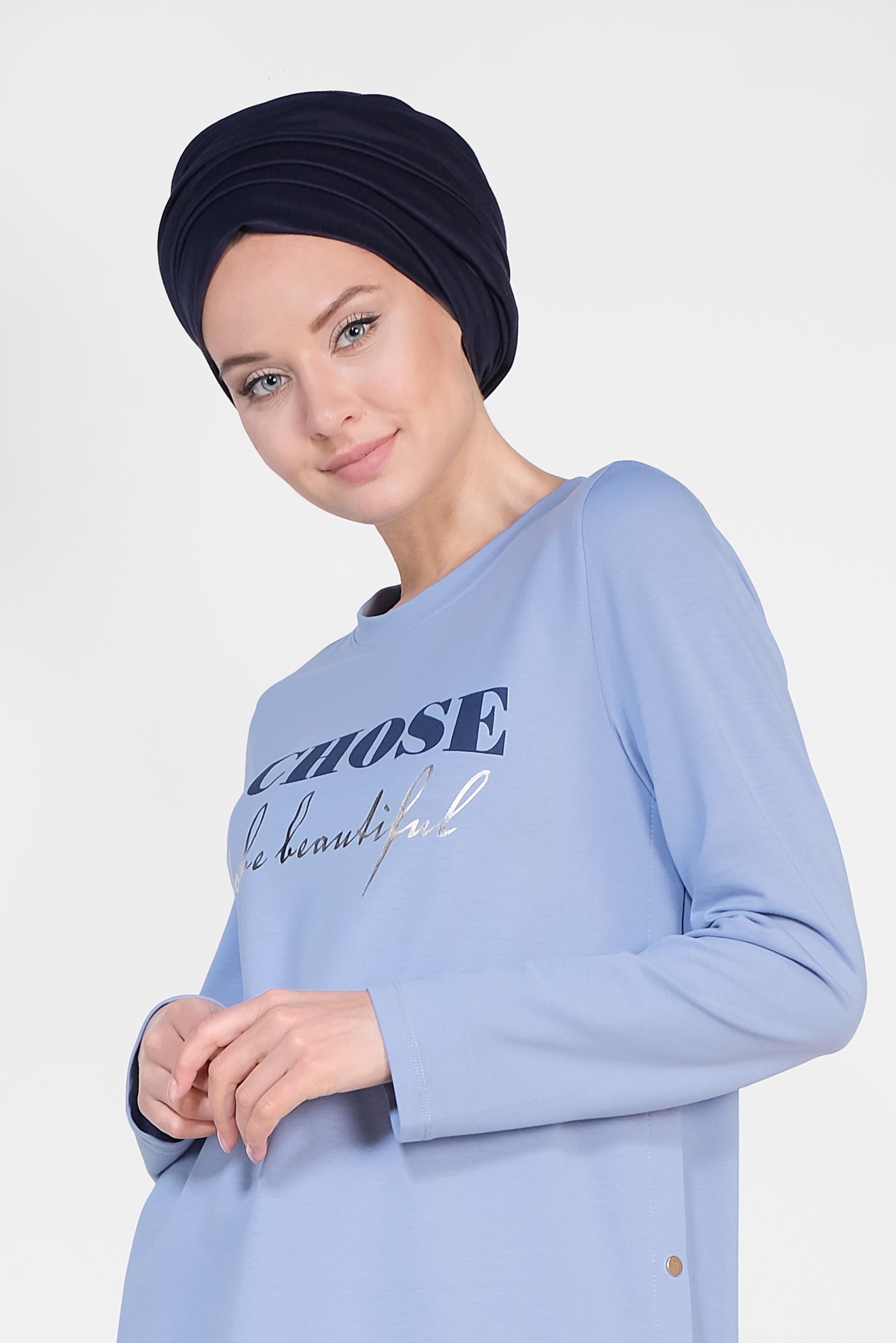 Hijab clothing BLUE Side Snap Cotton Tracksuit 4901 