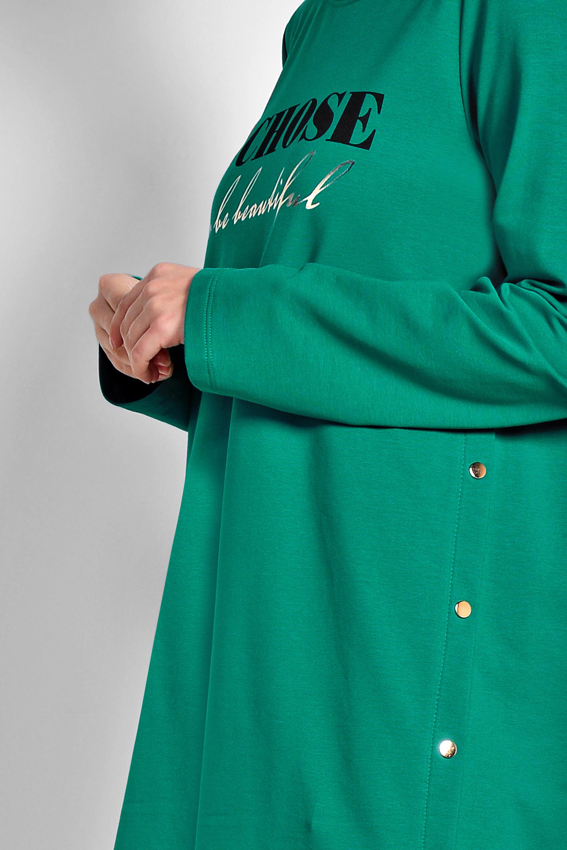 Hijab clothing GREEN Side Snap Cotton Tracksuit 4901 