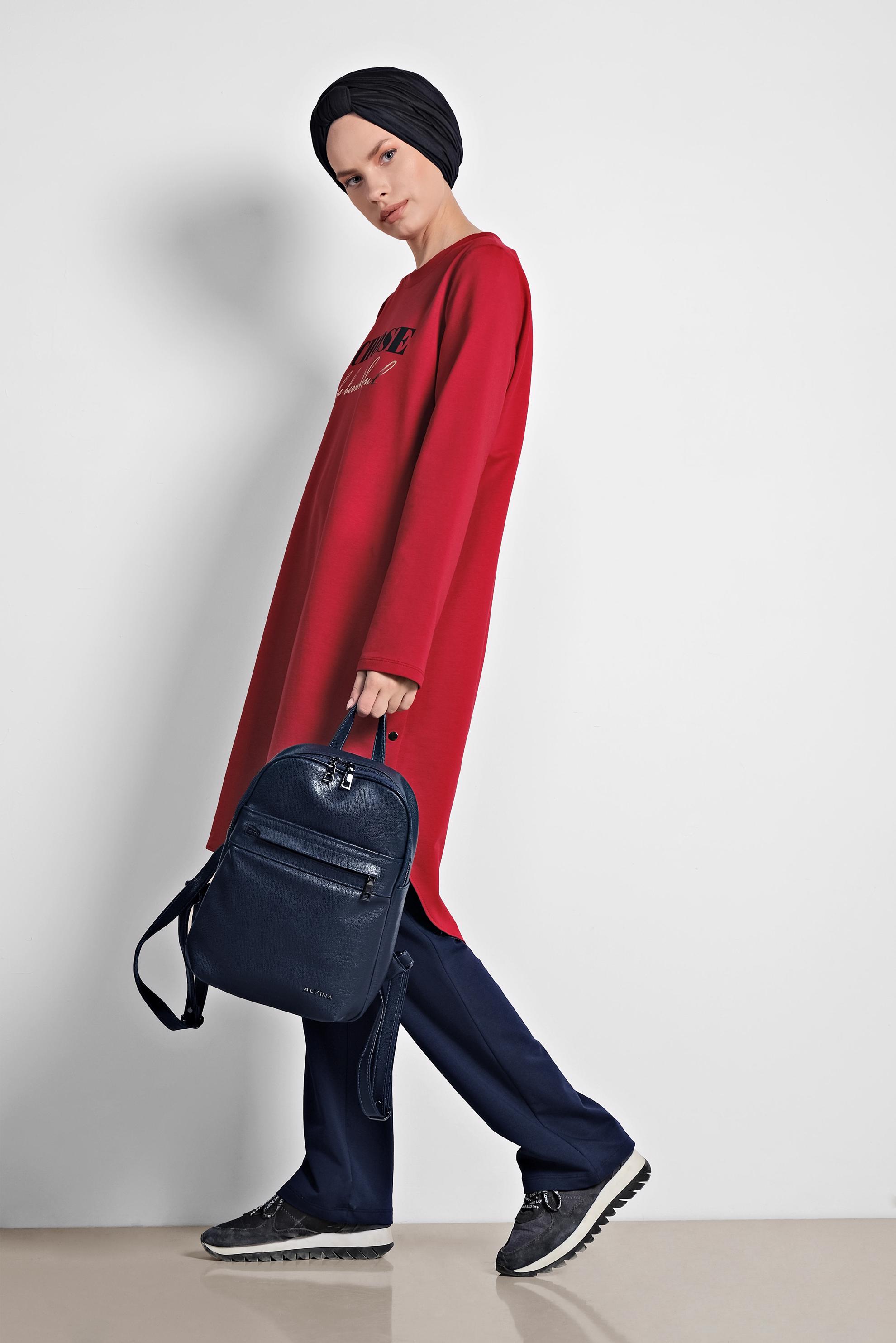 Hijab clothing CLARET RED Side Snap Cotton Tracksuit 4901 