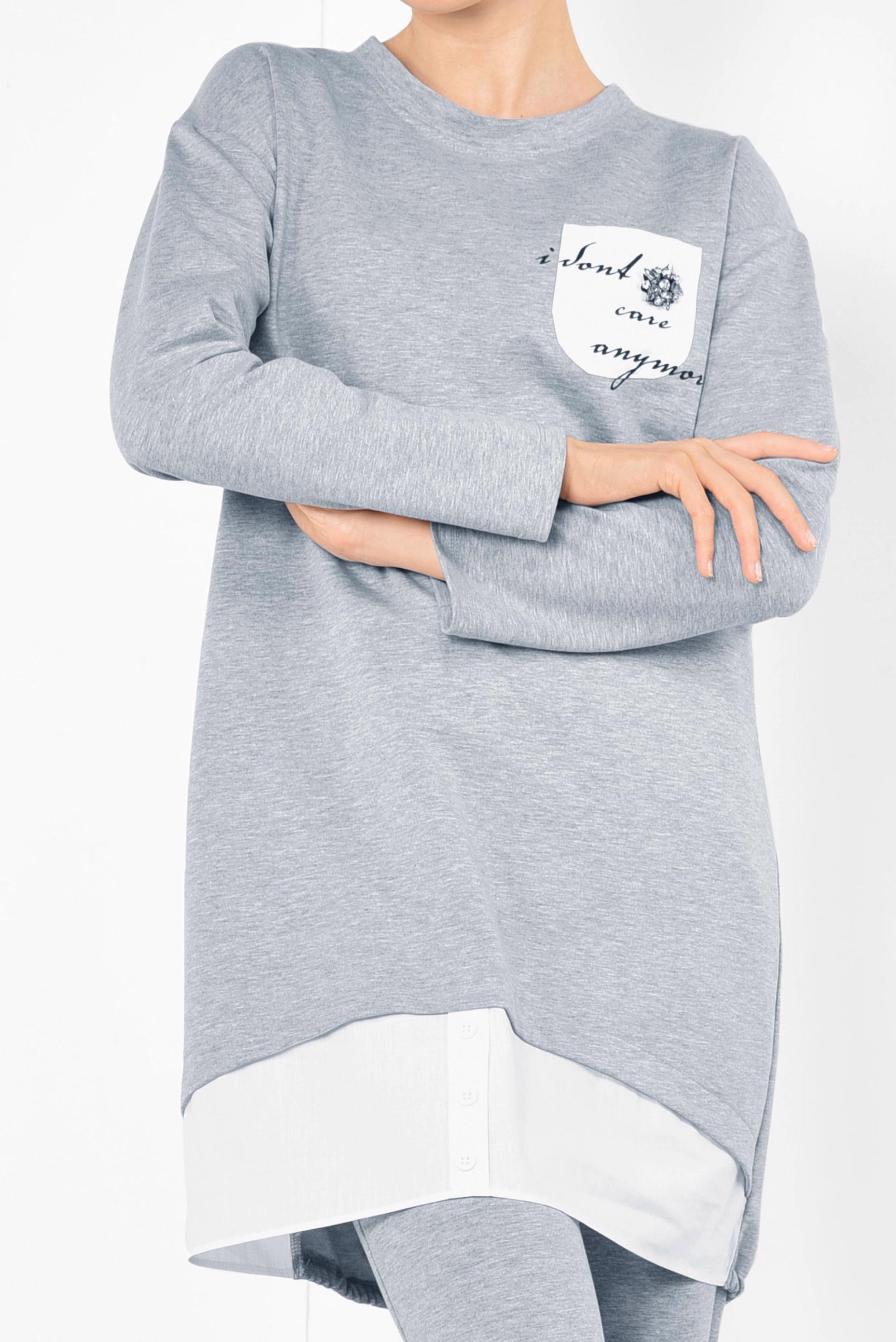 Tesettür giyim GRİ ETEK UCU BÜZGÜLÜ EŞOFMAN TAKIMI 4903 