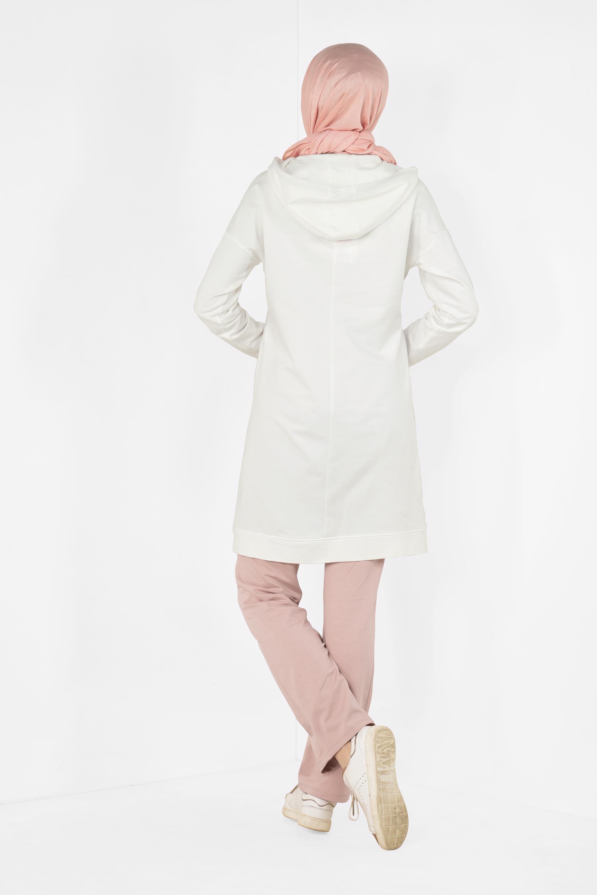 Tesettür giyim PUDRA YAZI BASKILI PANTOLONLU EŞOFMAN TAKIM 4904	