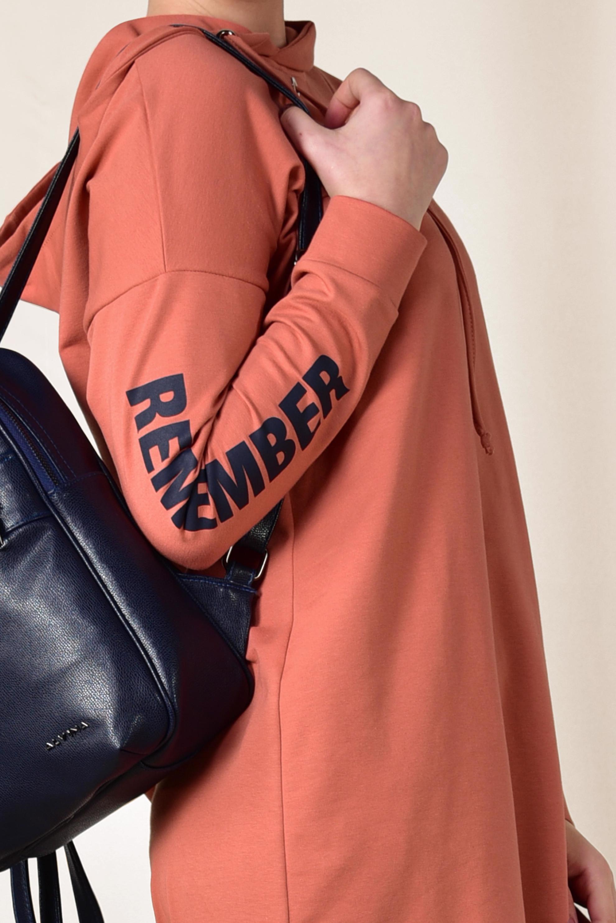 Tesettür giyim TURUNCU KAPÜŞONLU EŞOFMAN TUNİK 4953