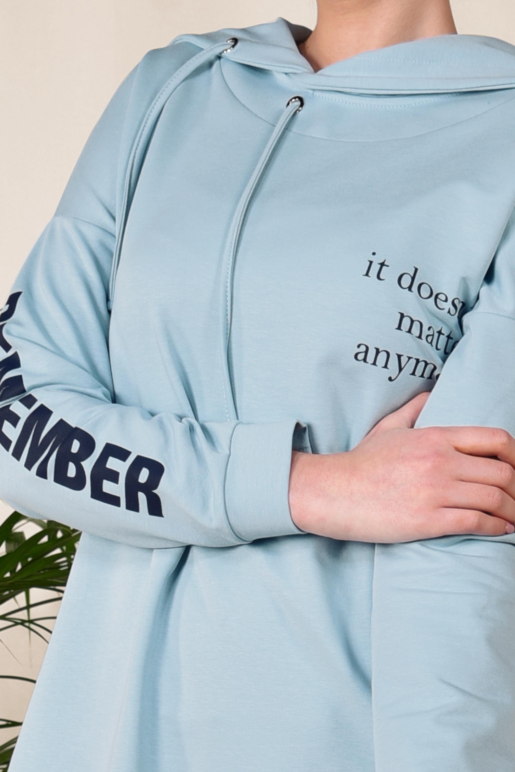 Tesettür giyim MAVİ KAPÜŞONLU EŞOFMAN TUNİK 4953