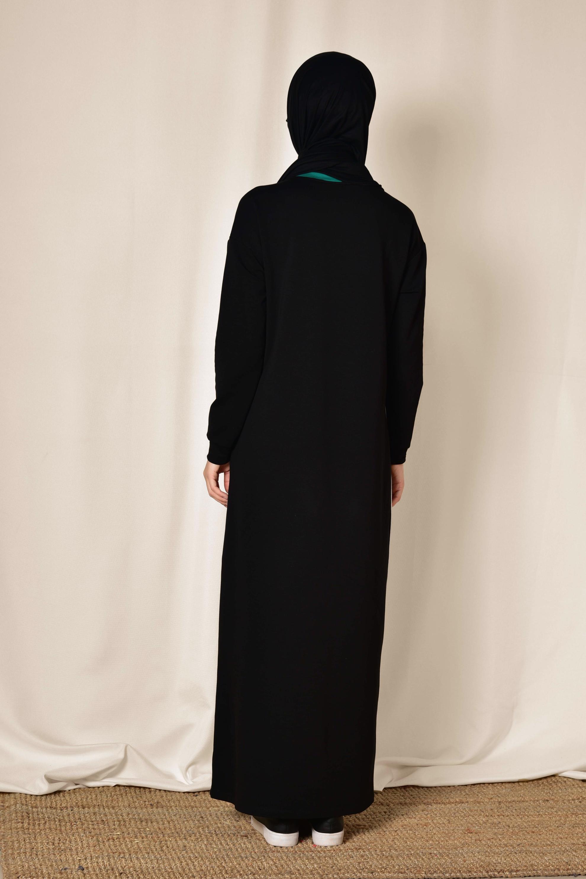 Tesettür giyim SİYAH ÇİZGİLİ EŞOFMAN ELBİSE 4954