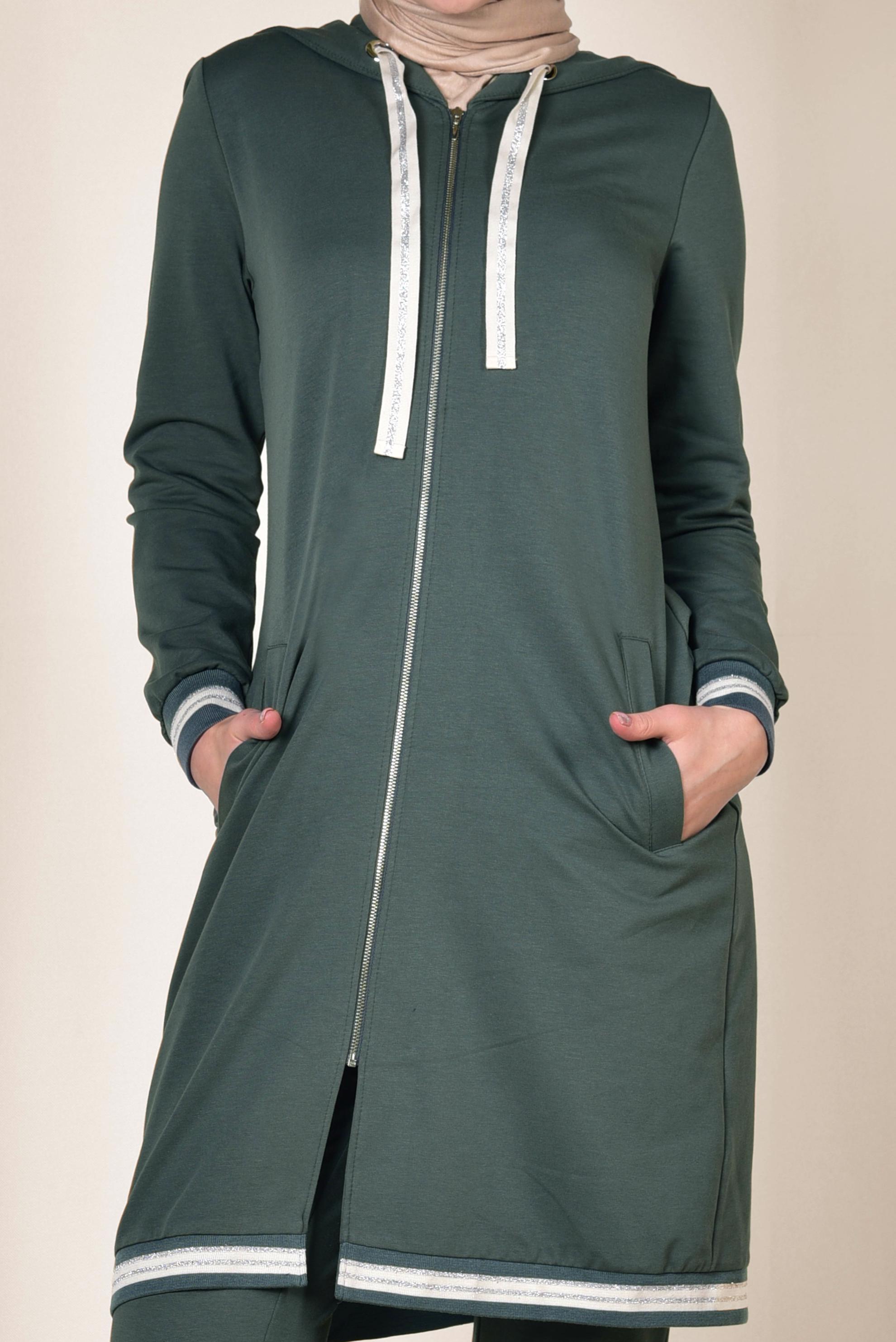 Hijab clothing GREEN Silvery Detail Tracksuit 4957 