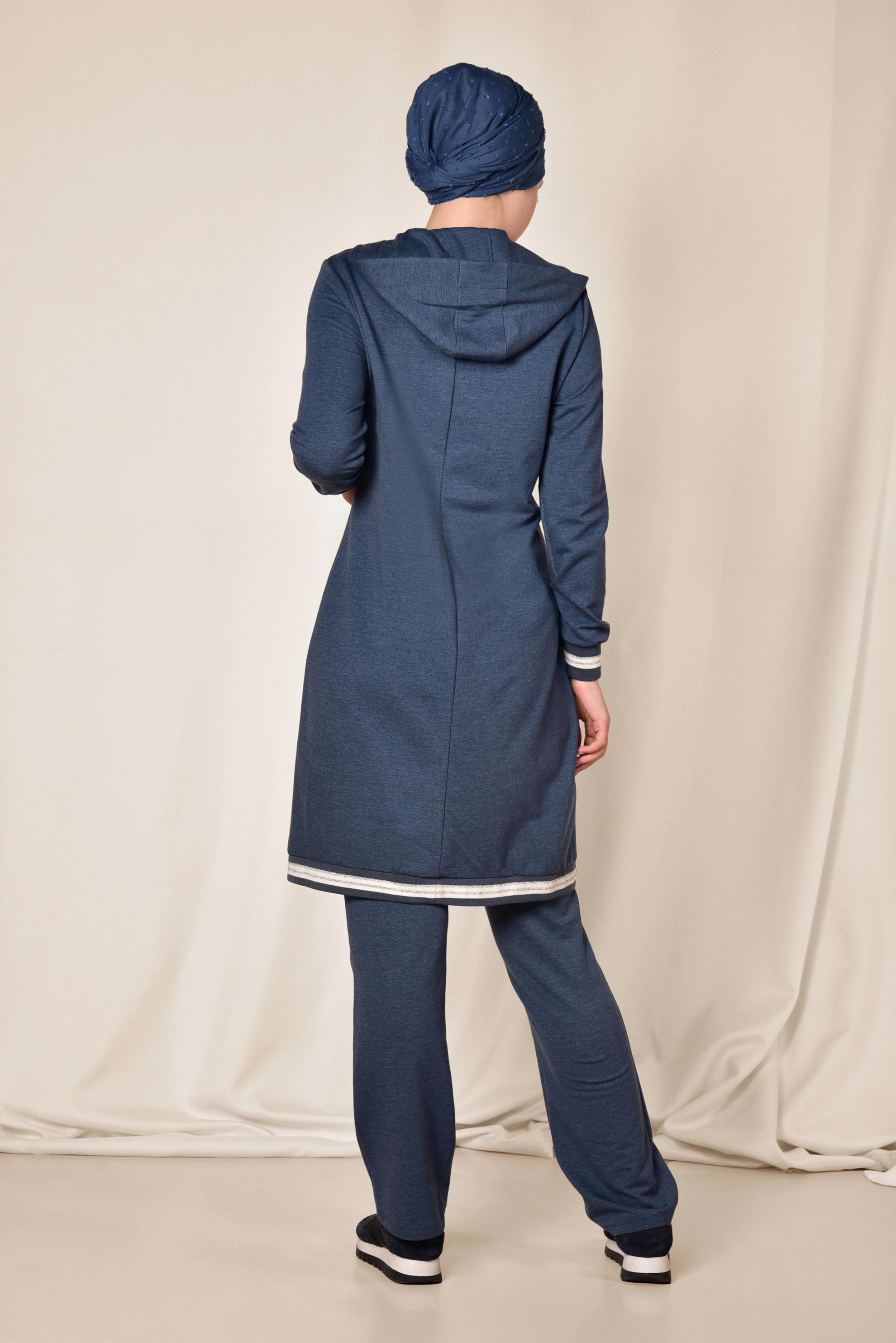 Hijab clothing NAVY BLUE Silvery Detail Tracksuit 4957 