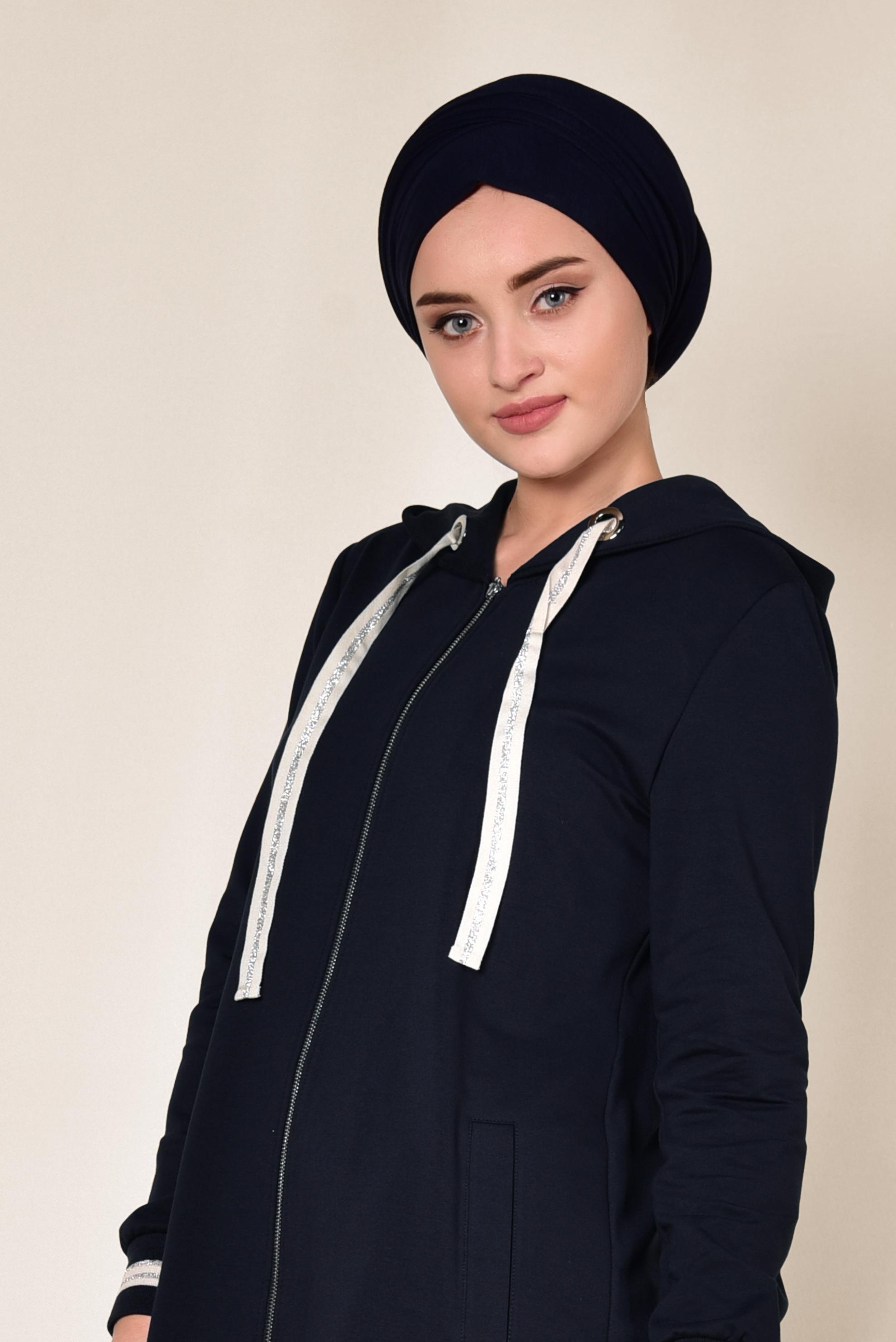 Hijab clothing NAVY BLUE Silvery Detail Tracksuit 4957 