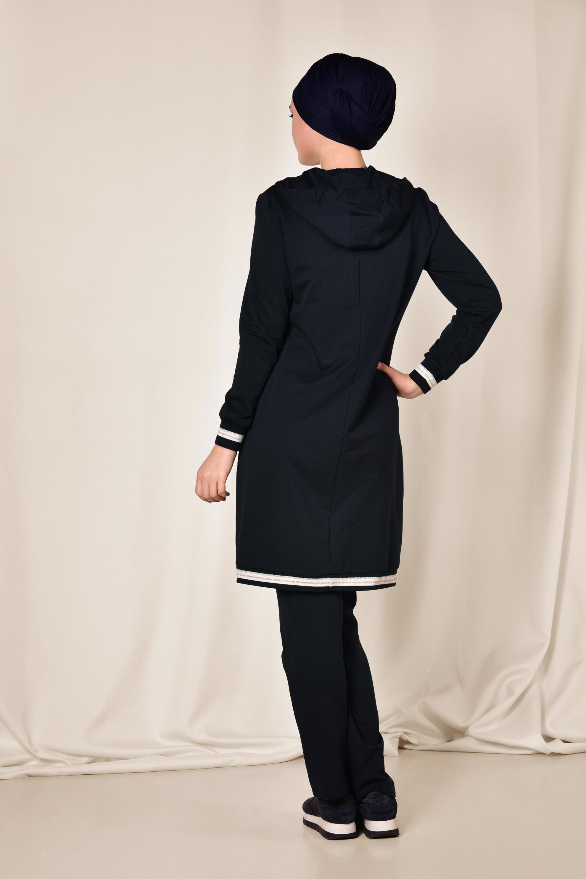 Hijab clothing NAVY BLUE Silvery Detail Tracksuit 4957 