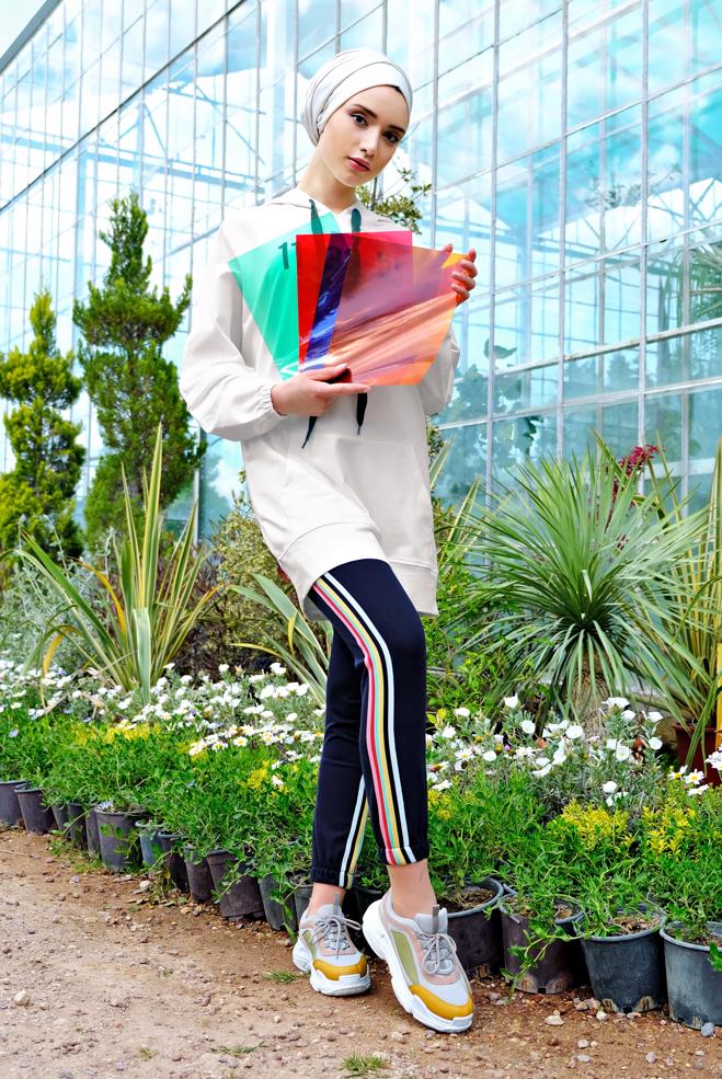 Hijab clothing NAVY BLUE Color Detail Tracksuit Pant 7590 - ALVİNA