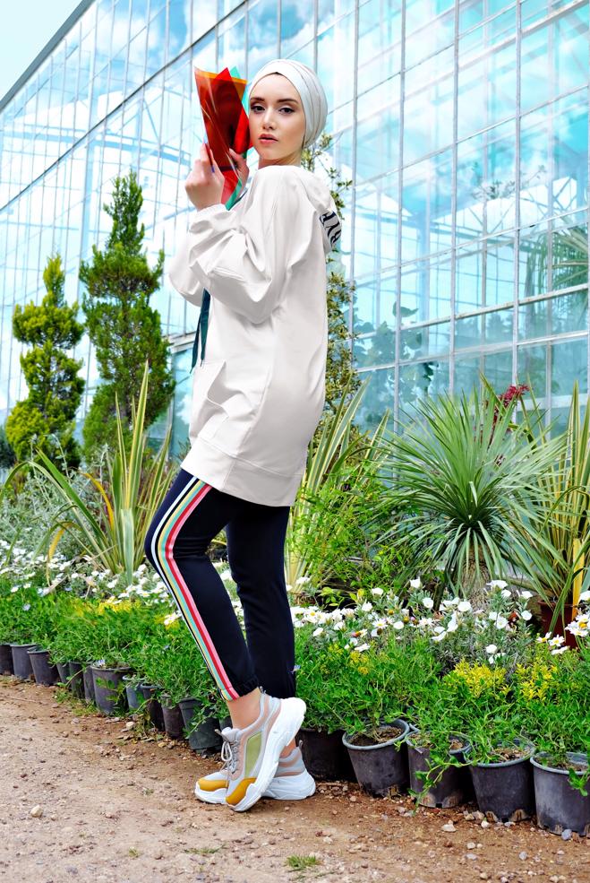 Hijab clothing NAVY BLUE Color Detail Tracksuit Pant 7590 - ALVİNA