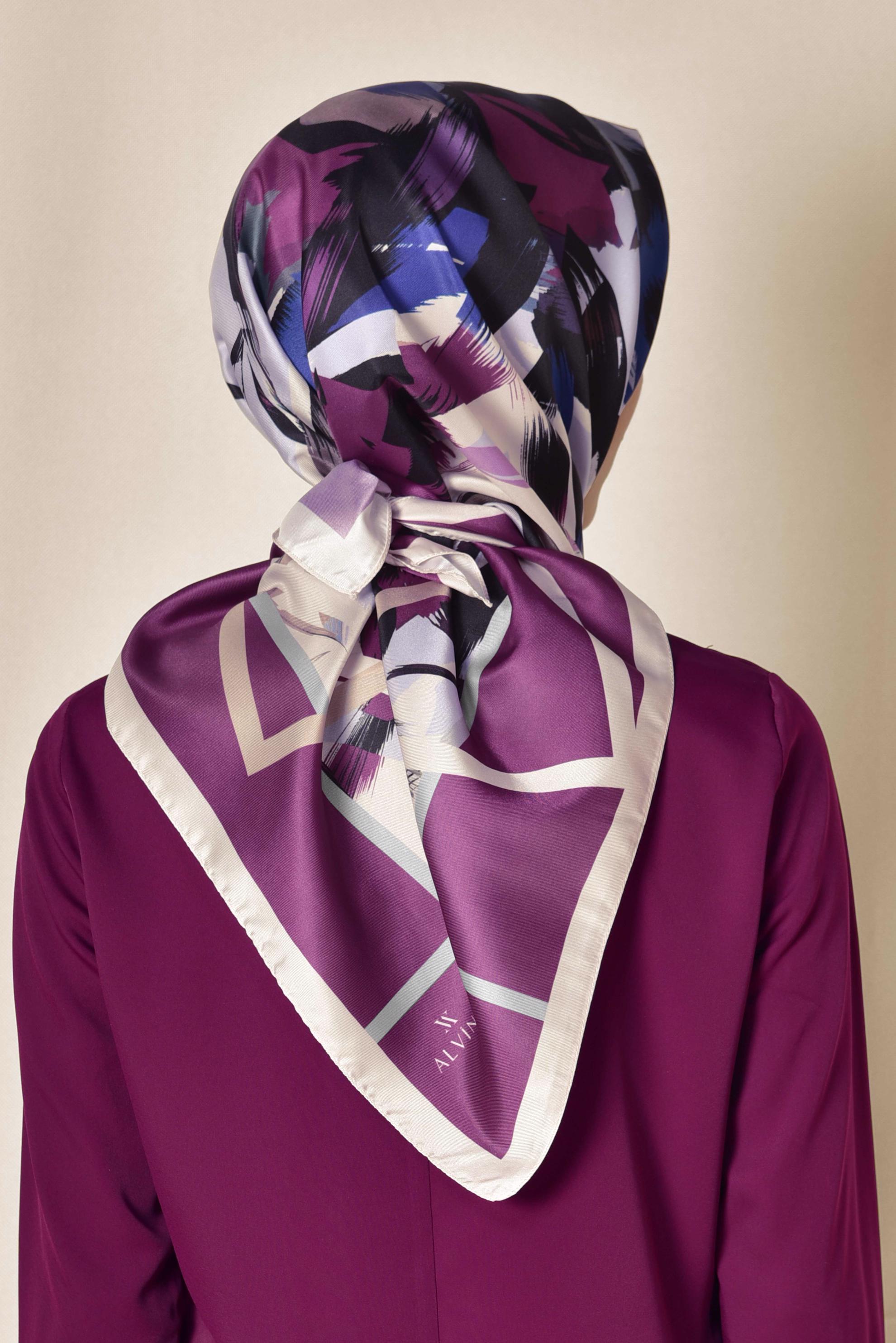 Tesettür giyim FUŞYA 9947 ALVİNA DİJİTAL EŞARP