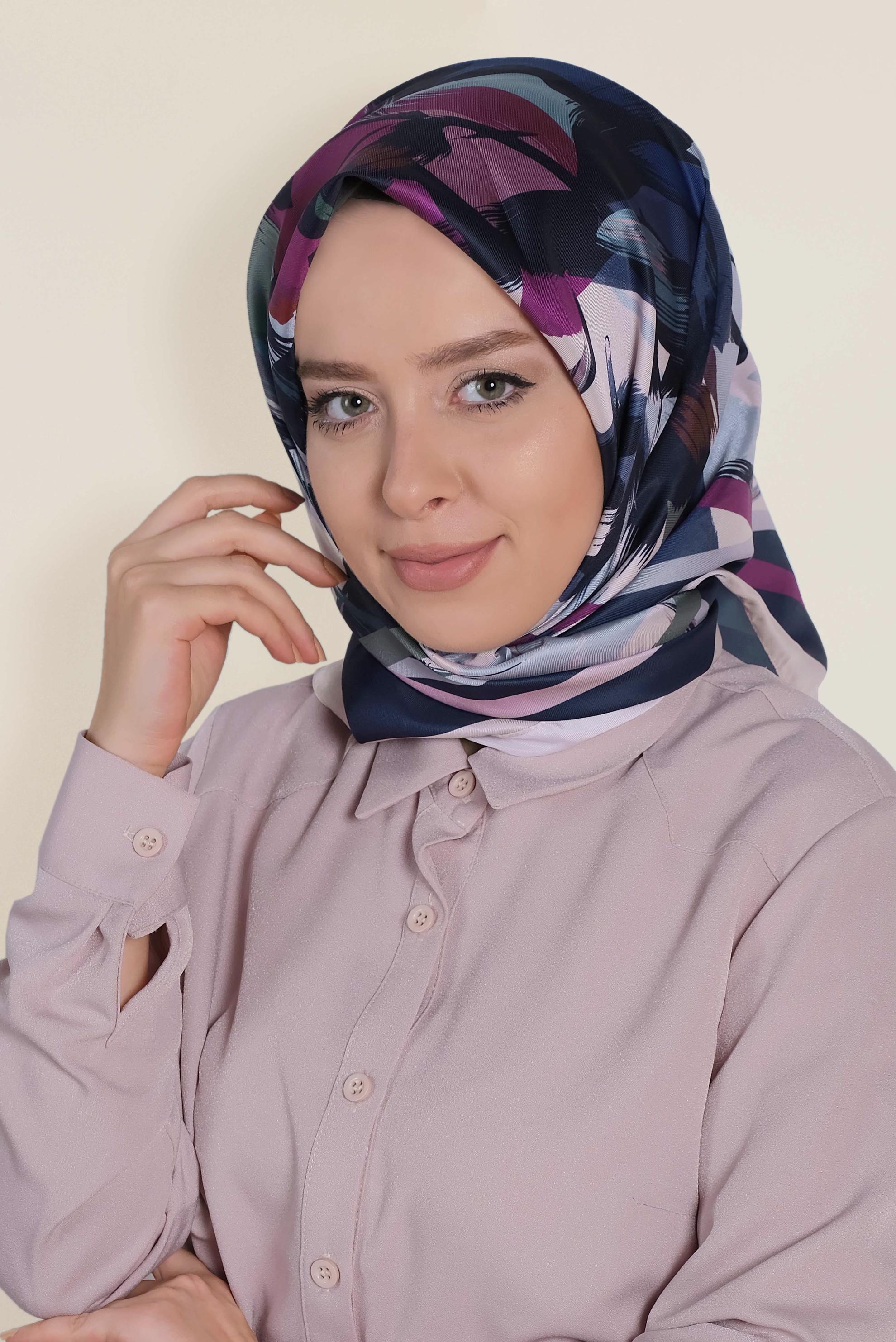 Tesettür giyim LACİVERT 9947 ALVİNA DİJİTAL EŞARP