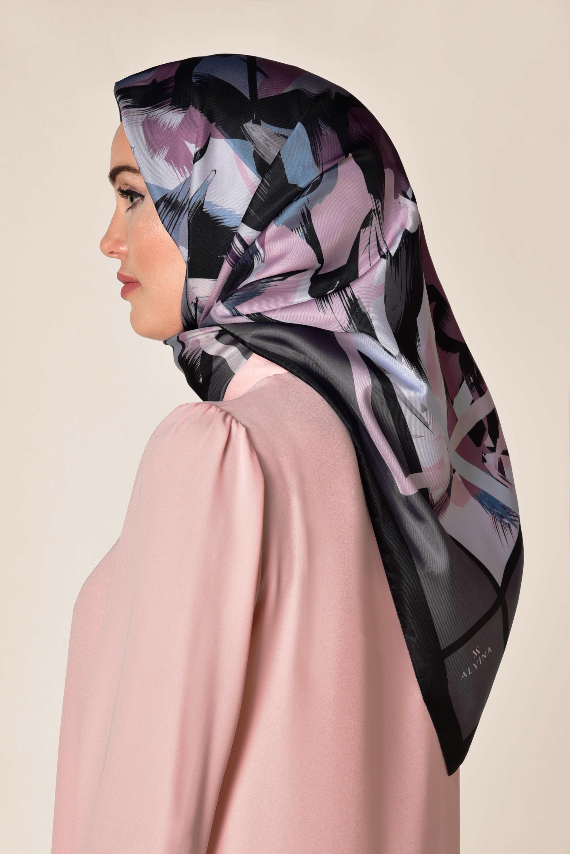 Tesettür giyim GRİ 9947 ALVİNA DİJİTAL EŞARP