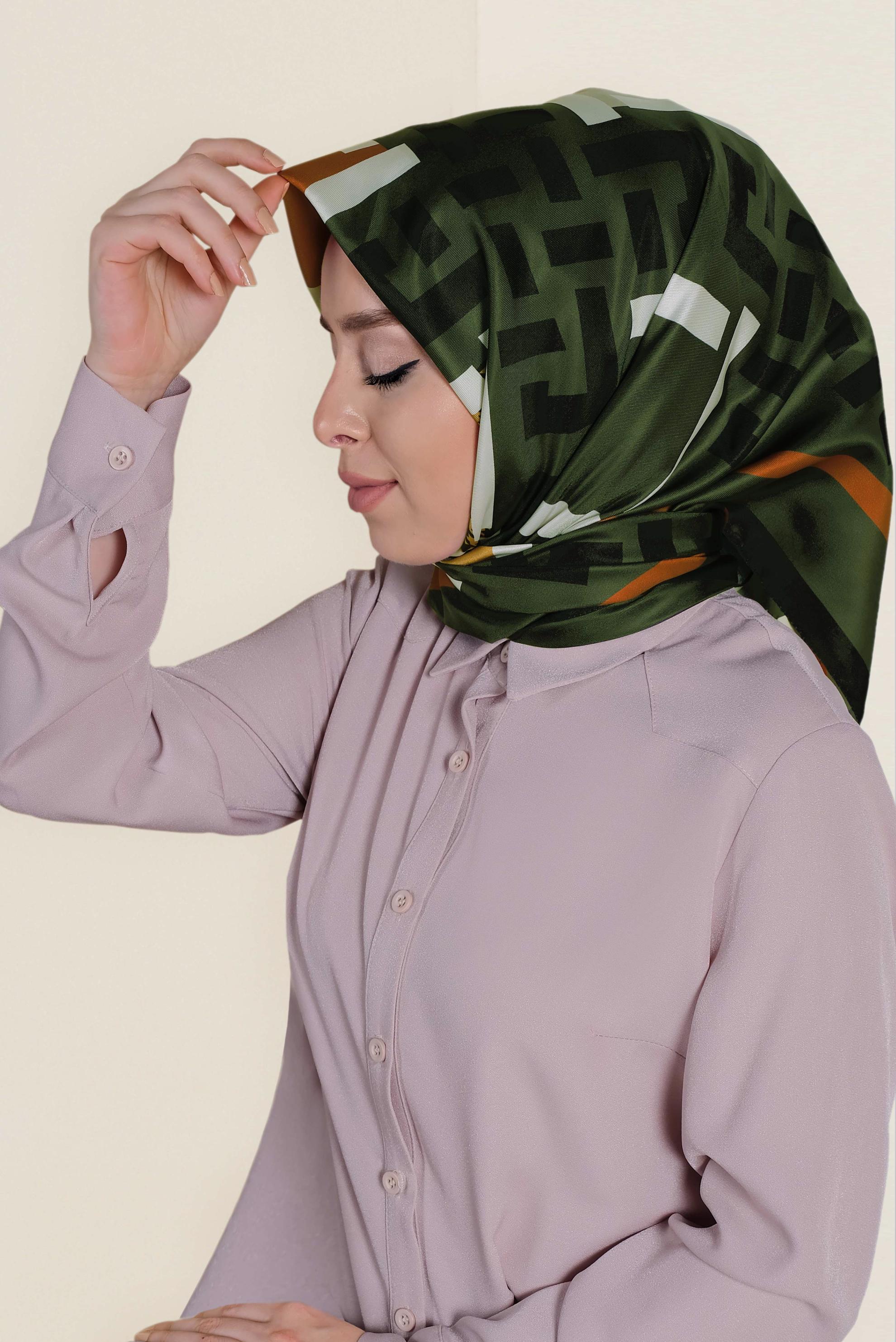 Tesettür giyim HAKİ 9949 ALVİNA DİJİTAL EŞARP