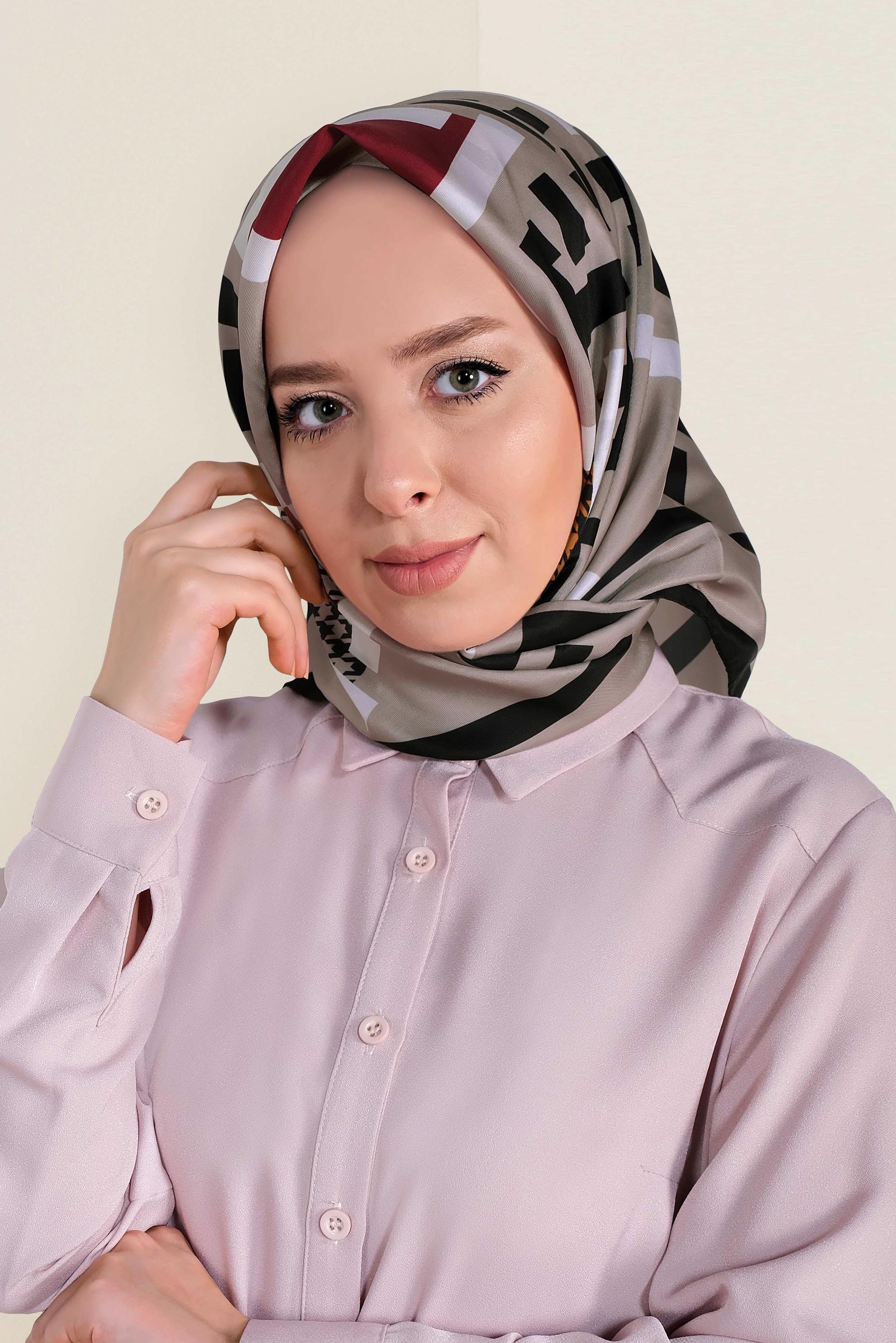 Tesettür giyim VİZON 9949 ALVİNA DİJİTAL EŞARP