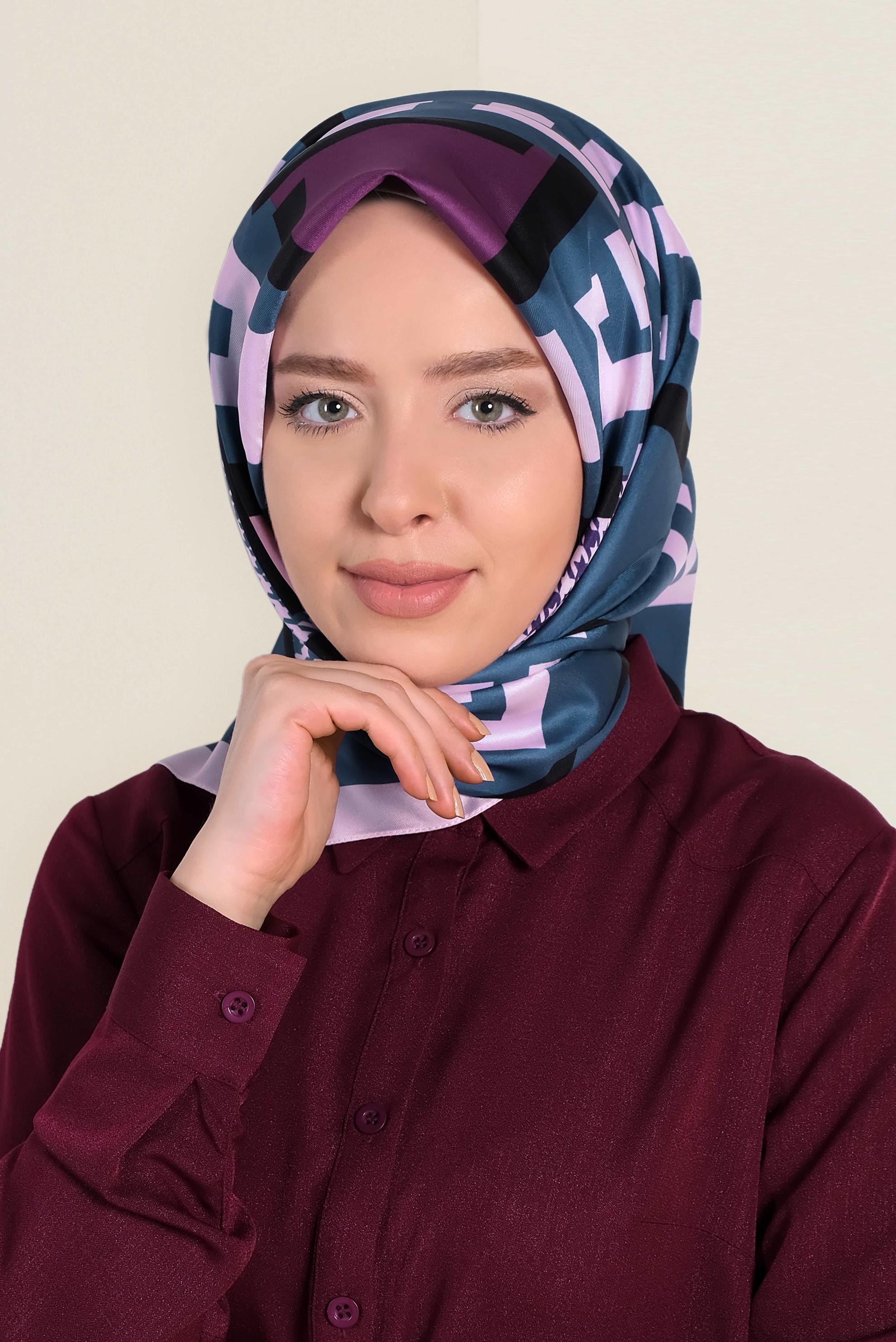 Tesettür giyim LACİVERT 9949 ALVİNA DİJİTAL EŞARP