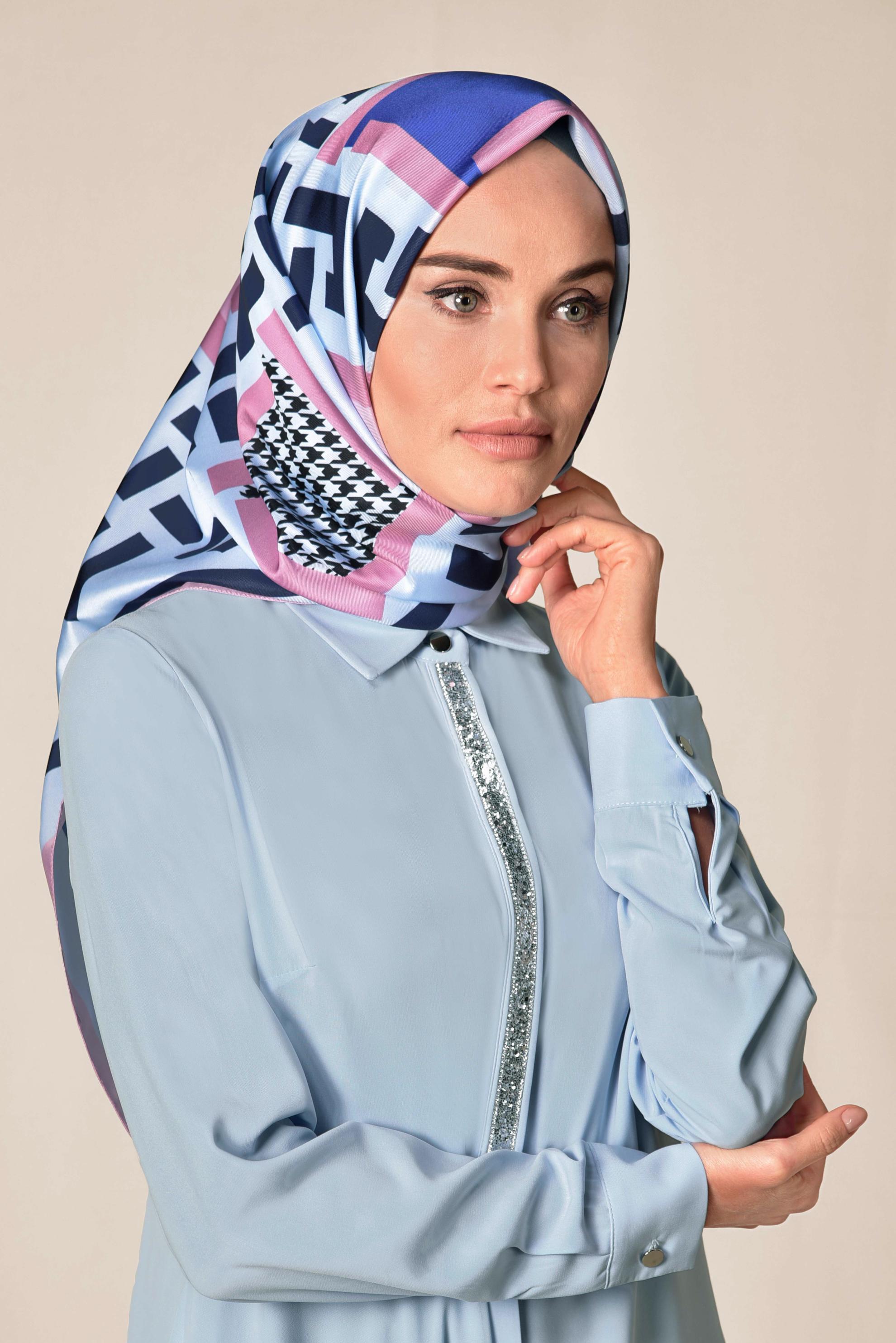 Tesettür giyim MAVİ 9949 ALVİNA DİJİTAL EŞARP