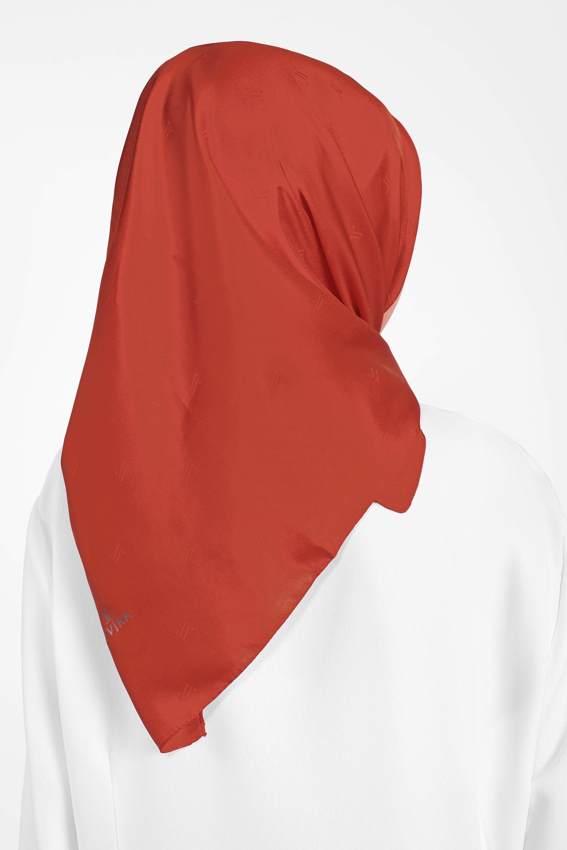 Tesettür giyim TURUNCU 9960 ALVİNA LOGOLU İPEKSİ EŞARP