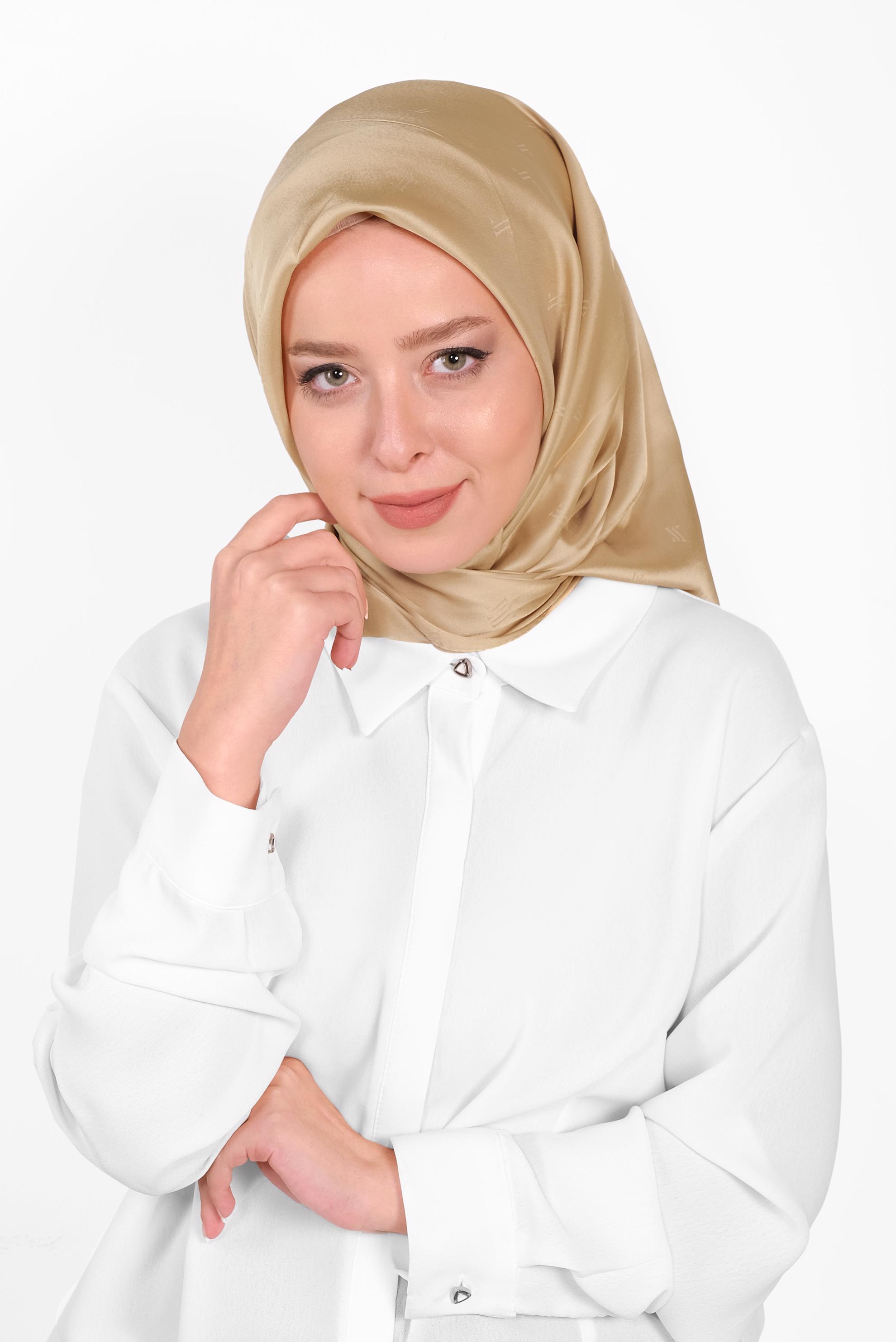 Tesettür giyim ALTIN 9960 ALVİNA LOGOLU İPEKSİ EŞARP