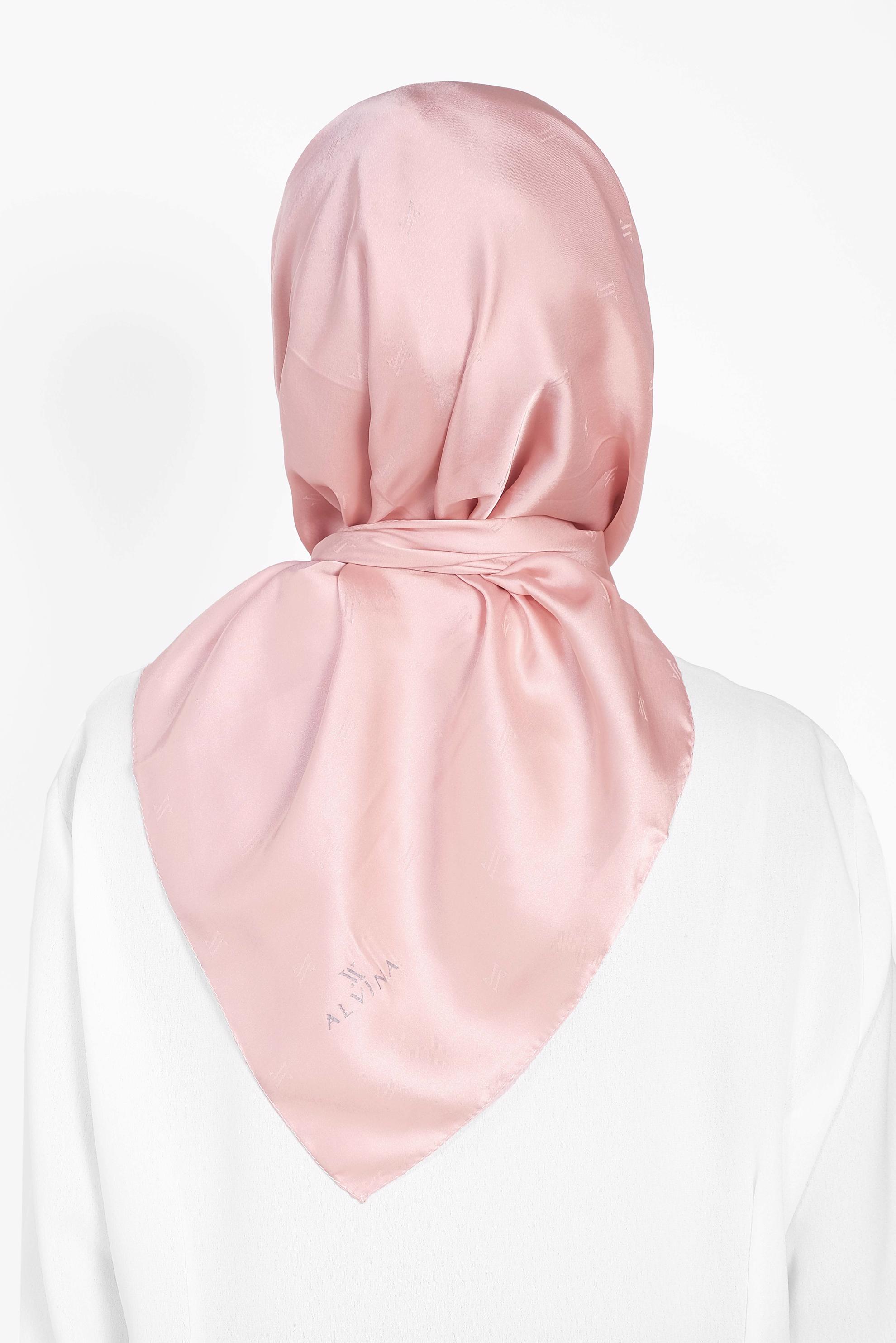 Tesettür giyim PUDRA 9960 ALVİNA LOGOLU İPEKSİ EŞARP