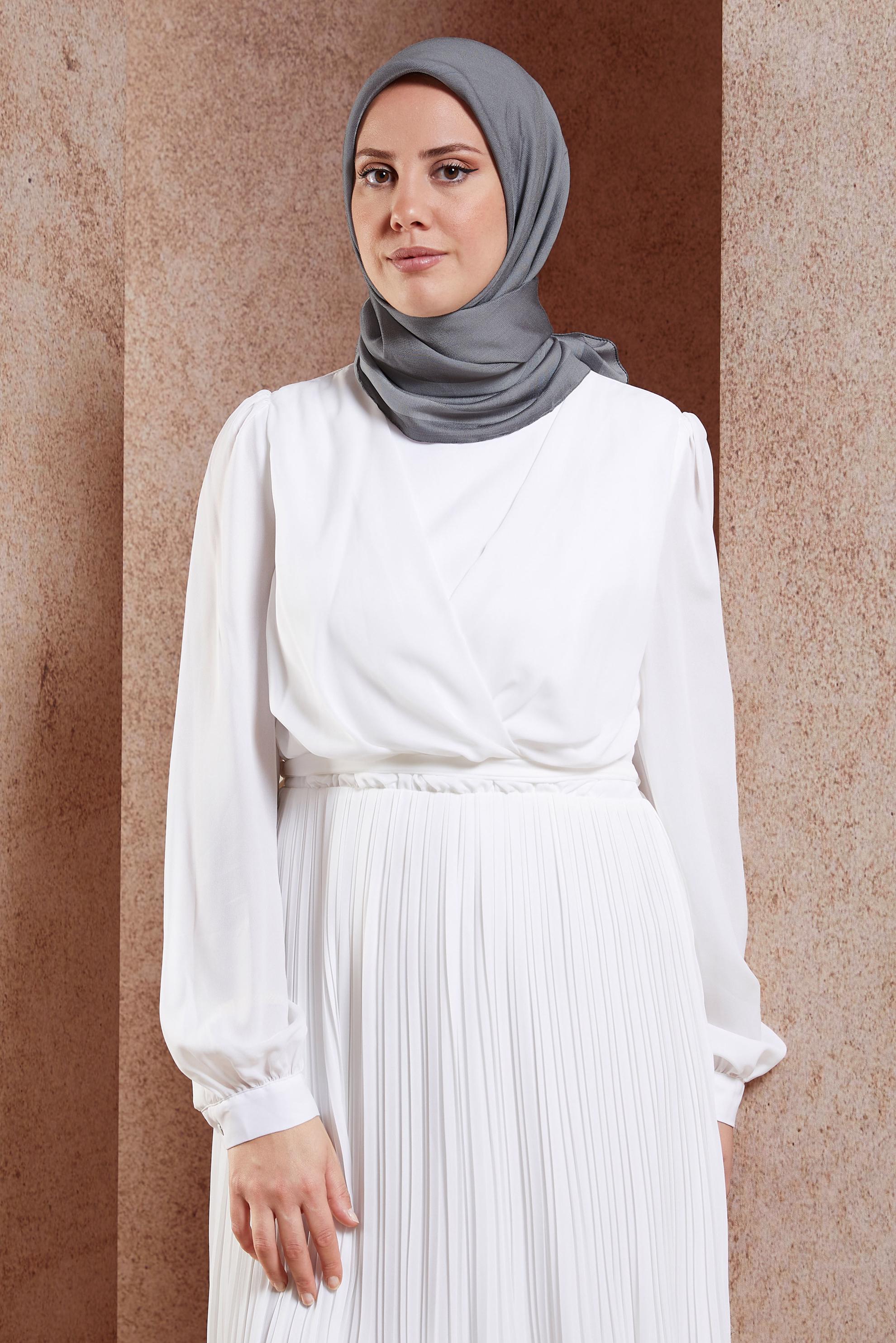 Tesettür giyim GRİ ALVİNA DÜZ EŞARP 9976