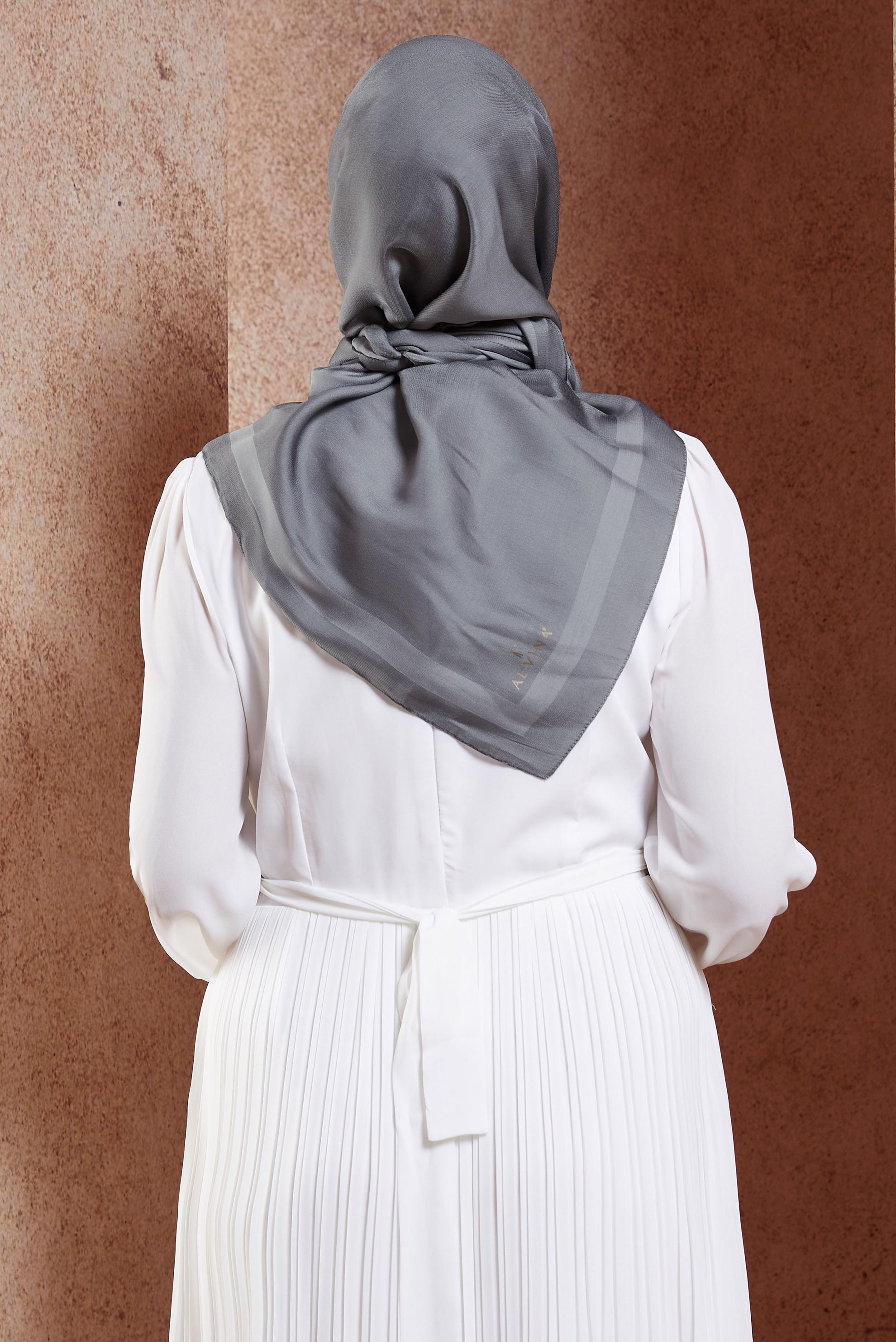 Tesettür giyim GRİ ALVİNA DÜZ EŞARP 9976