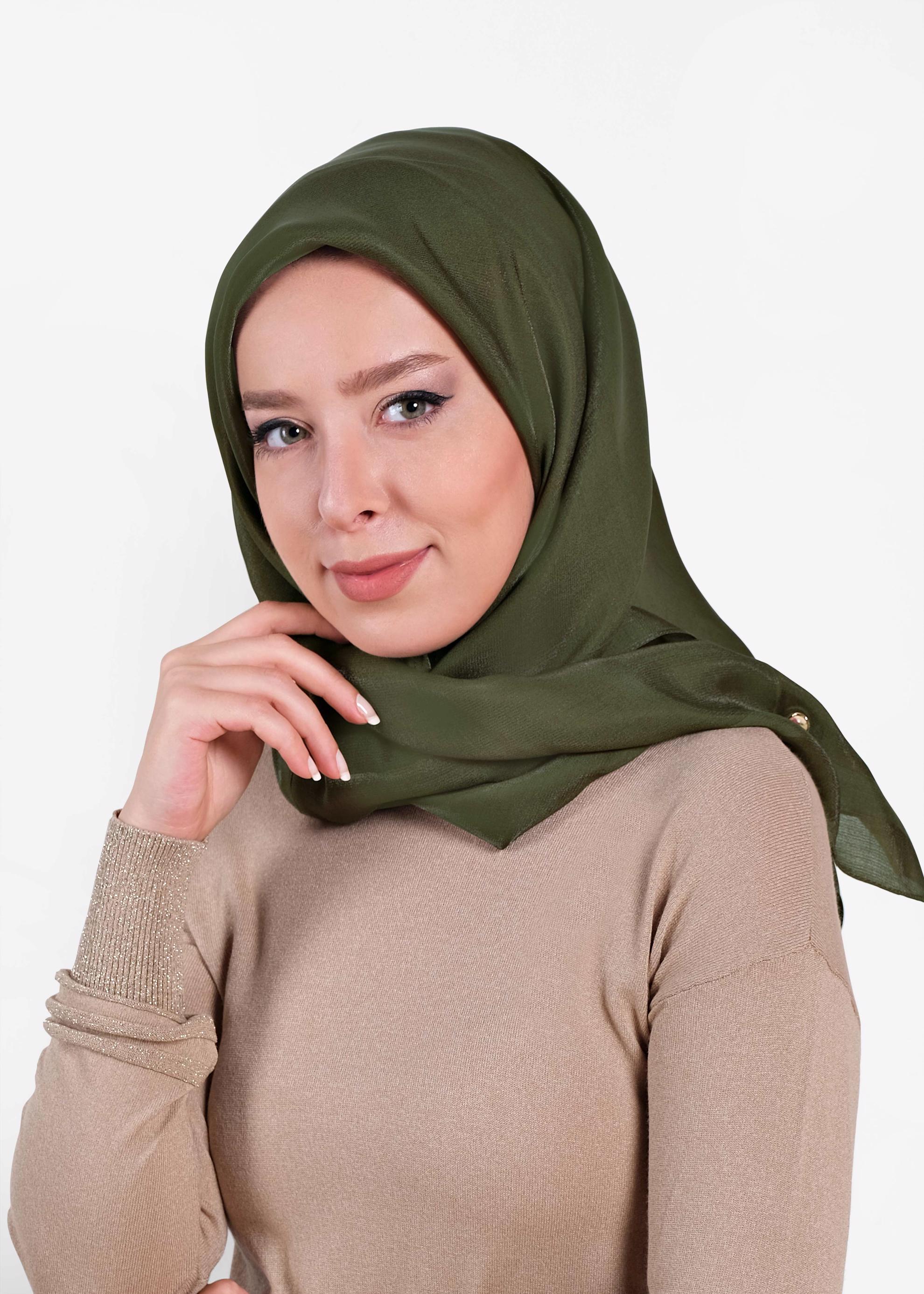 Tesettür giyim HAKİ ALVİNA DÜZ EŞARP 9976