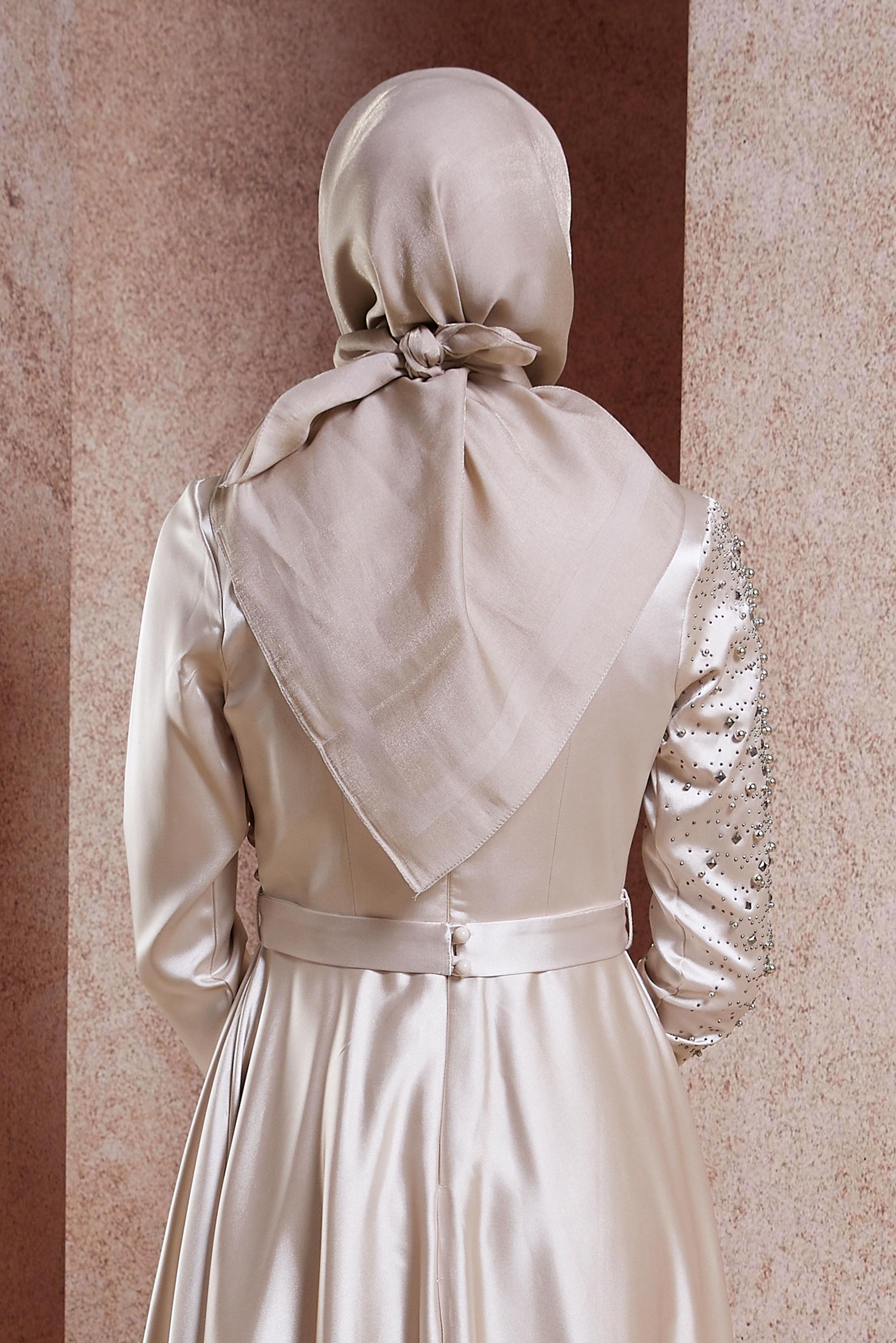 Tesettür giyim BEJ ALVİNA DÜZ EŞARP 9976