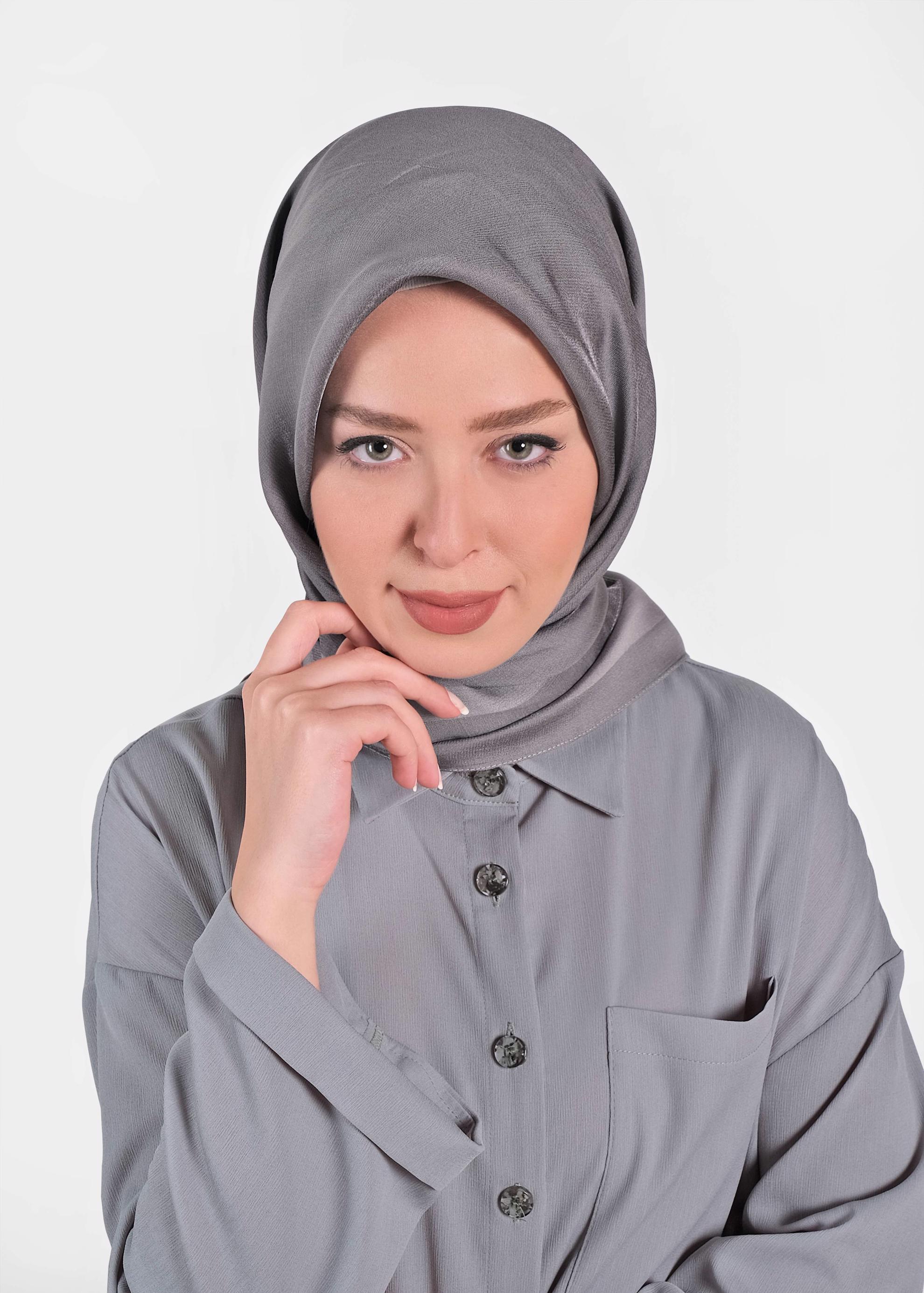 Tesettür giyim VİZON ALVİNA DÜZ EŞARP 9976