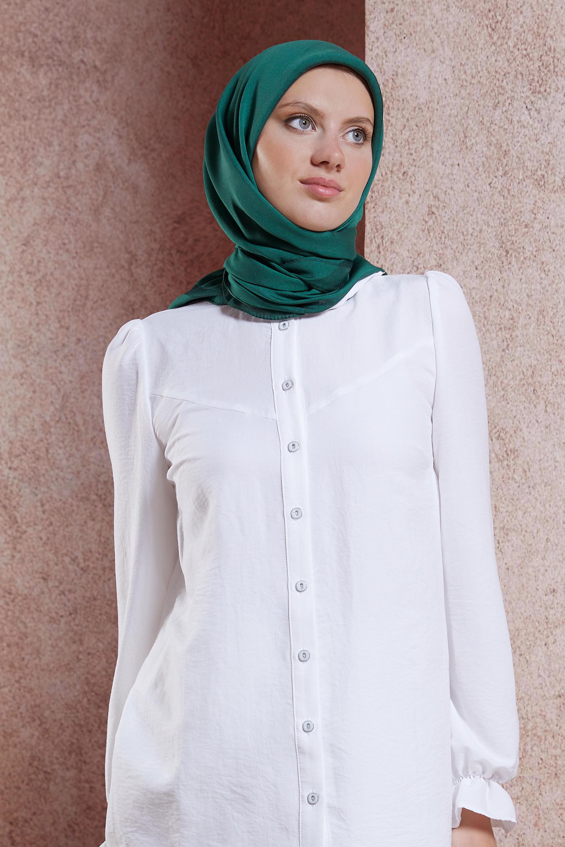 Tesettür giyim YEŞİL ALVİNA DÜZ EŞARP 9976