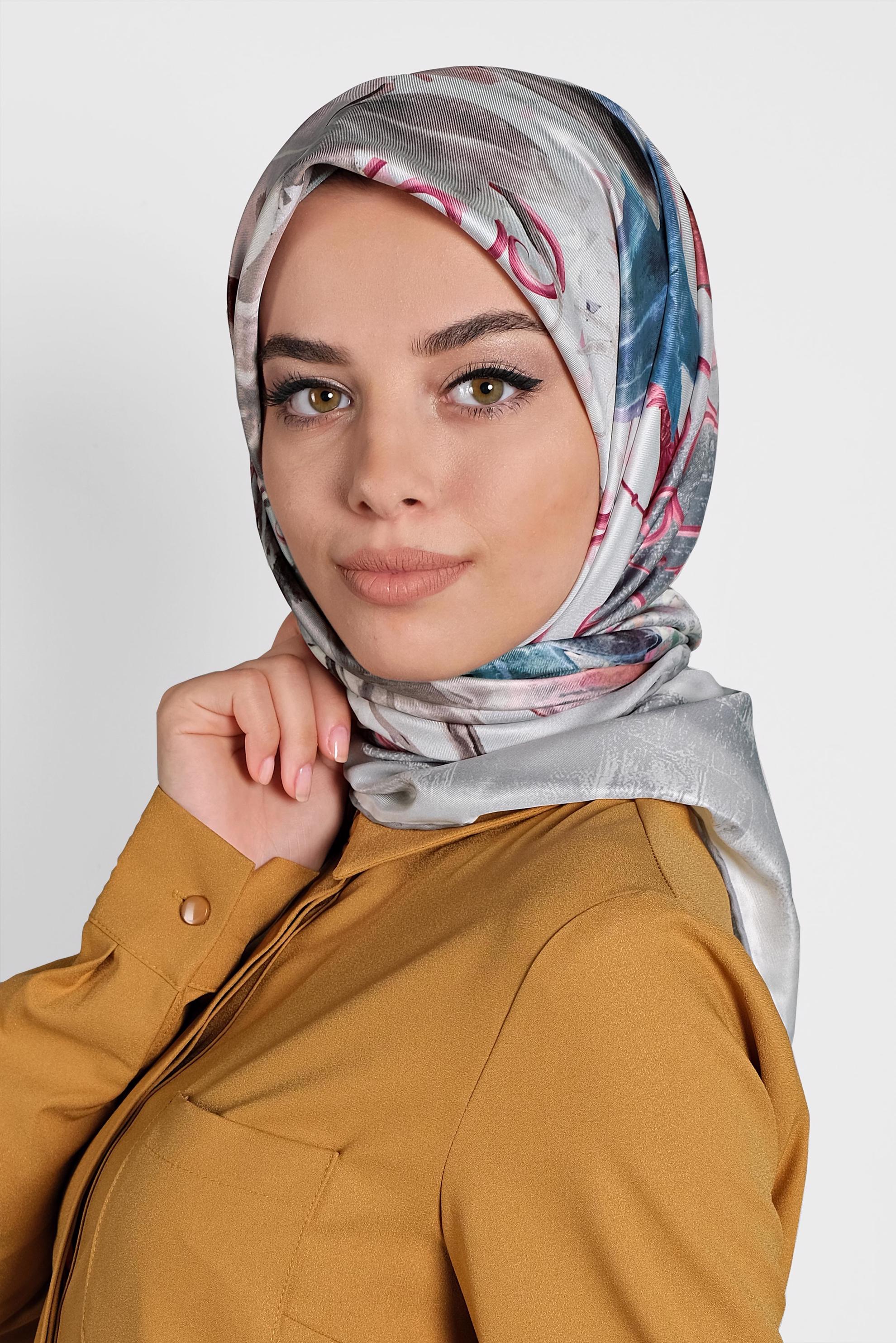 Tesettür giyim GRİ 9985 ALVİNA DİJİTAL EŞARP