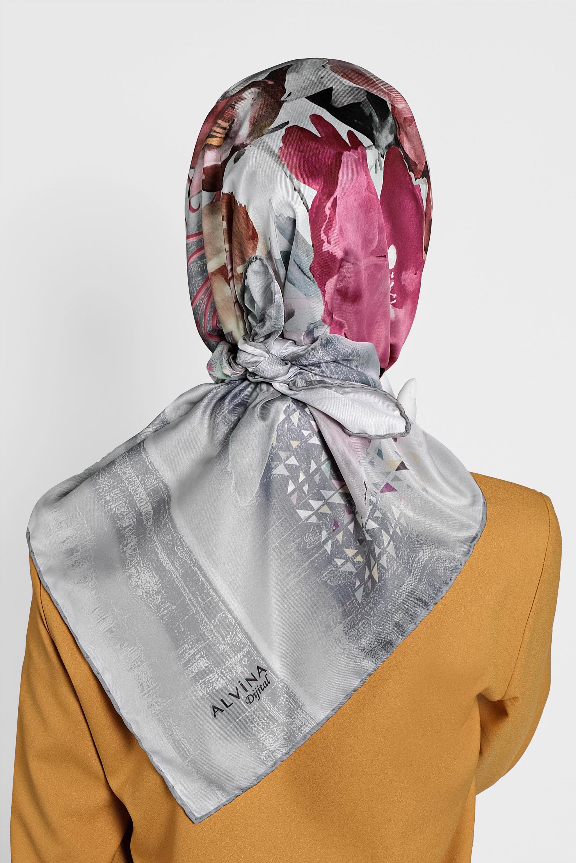 Tesettür giyim GRİ 9985 ALVİNA DİJİTAL EŞARP