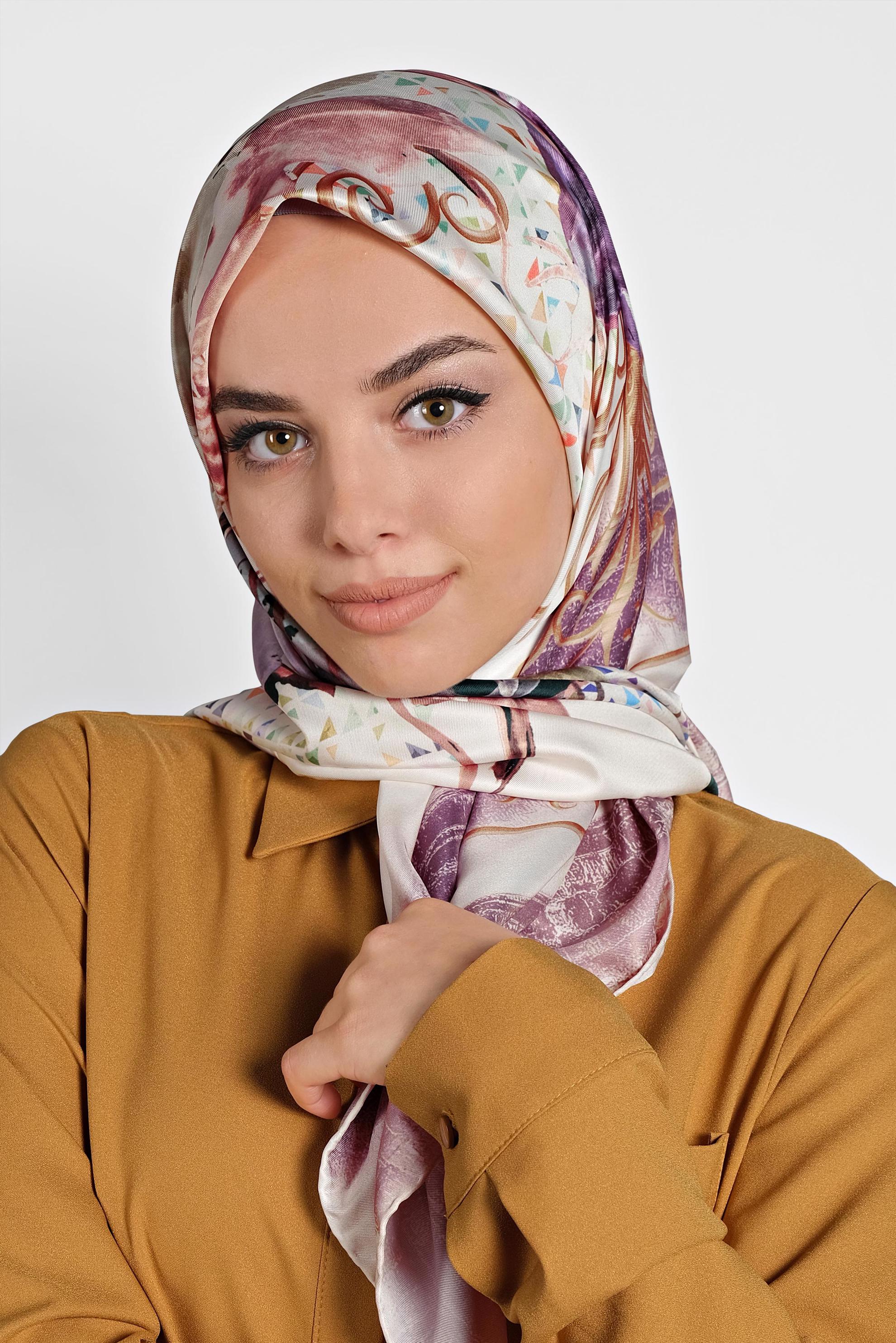 Tesettür giyim EKRU 9985 ALVİNA DİJİTAL EŞARP
