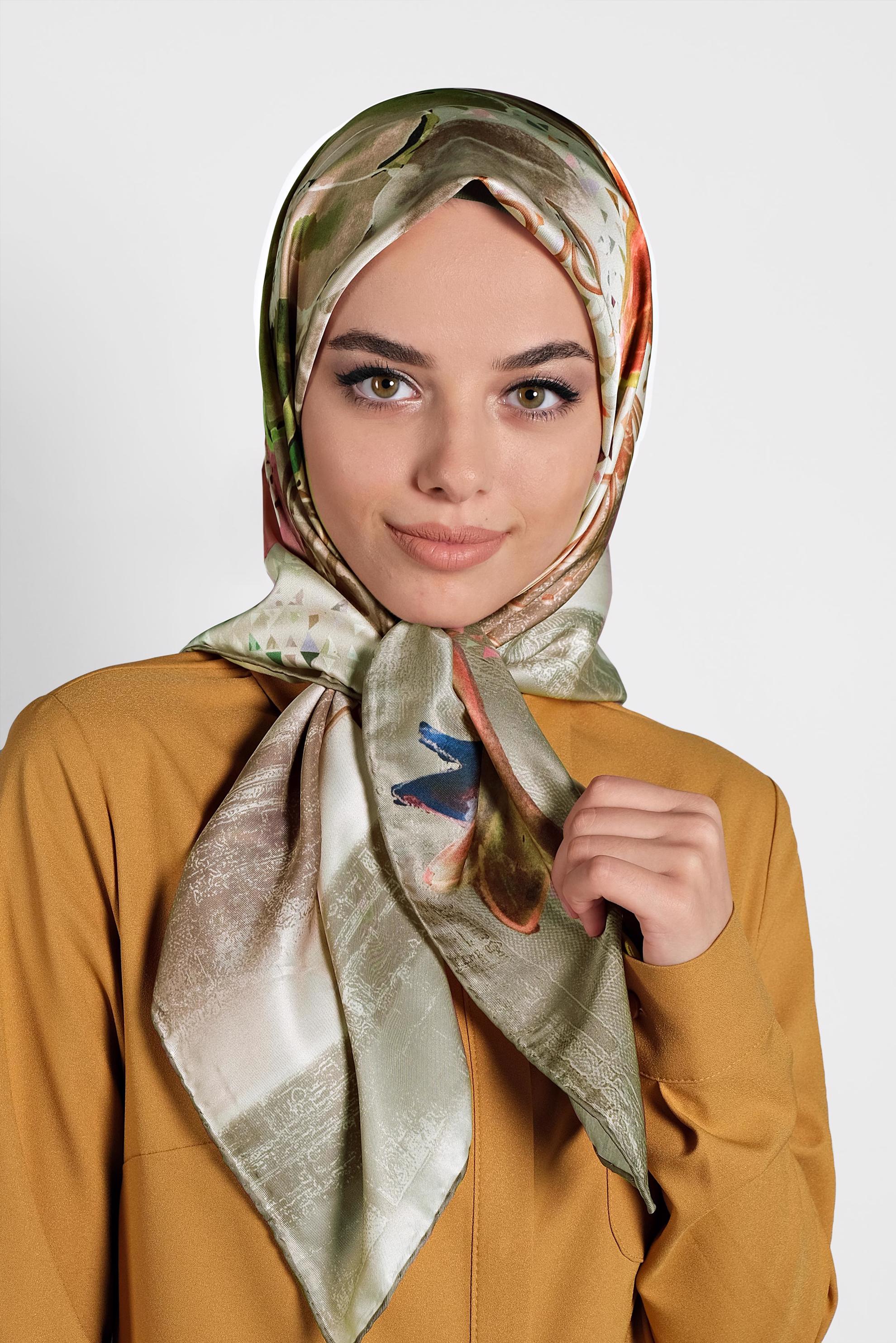 Tesettür giyim HAKİ 9985 ALVİNA DİJİTAL EŞARP