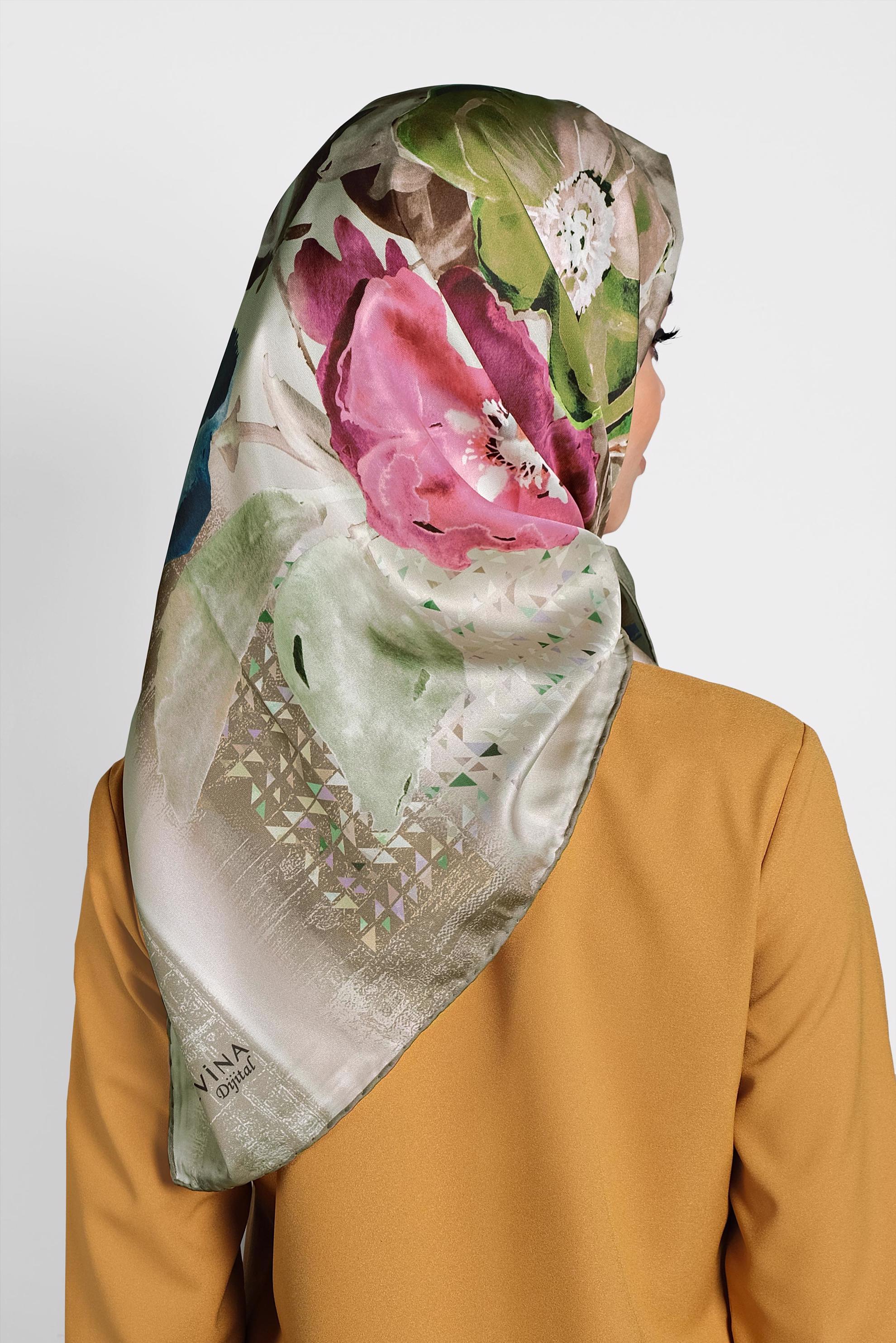 Tesettür giyim HAKİ 9985 ALVİNA DİJİTAL EŞARP