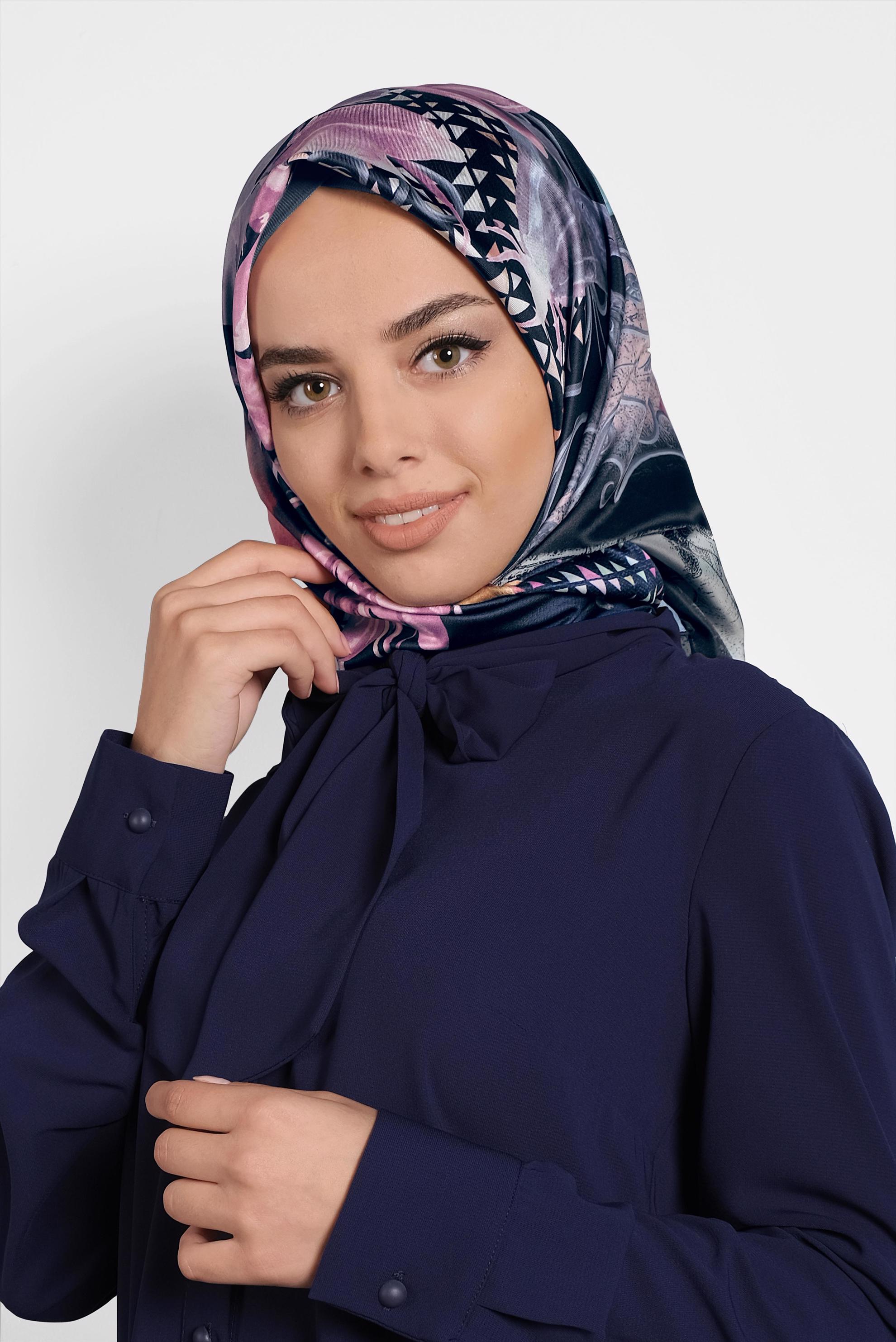 Tesettür giyim LACİVERT 9985 ALVİNA DİJİTAL EŞARP