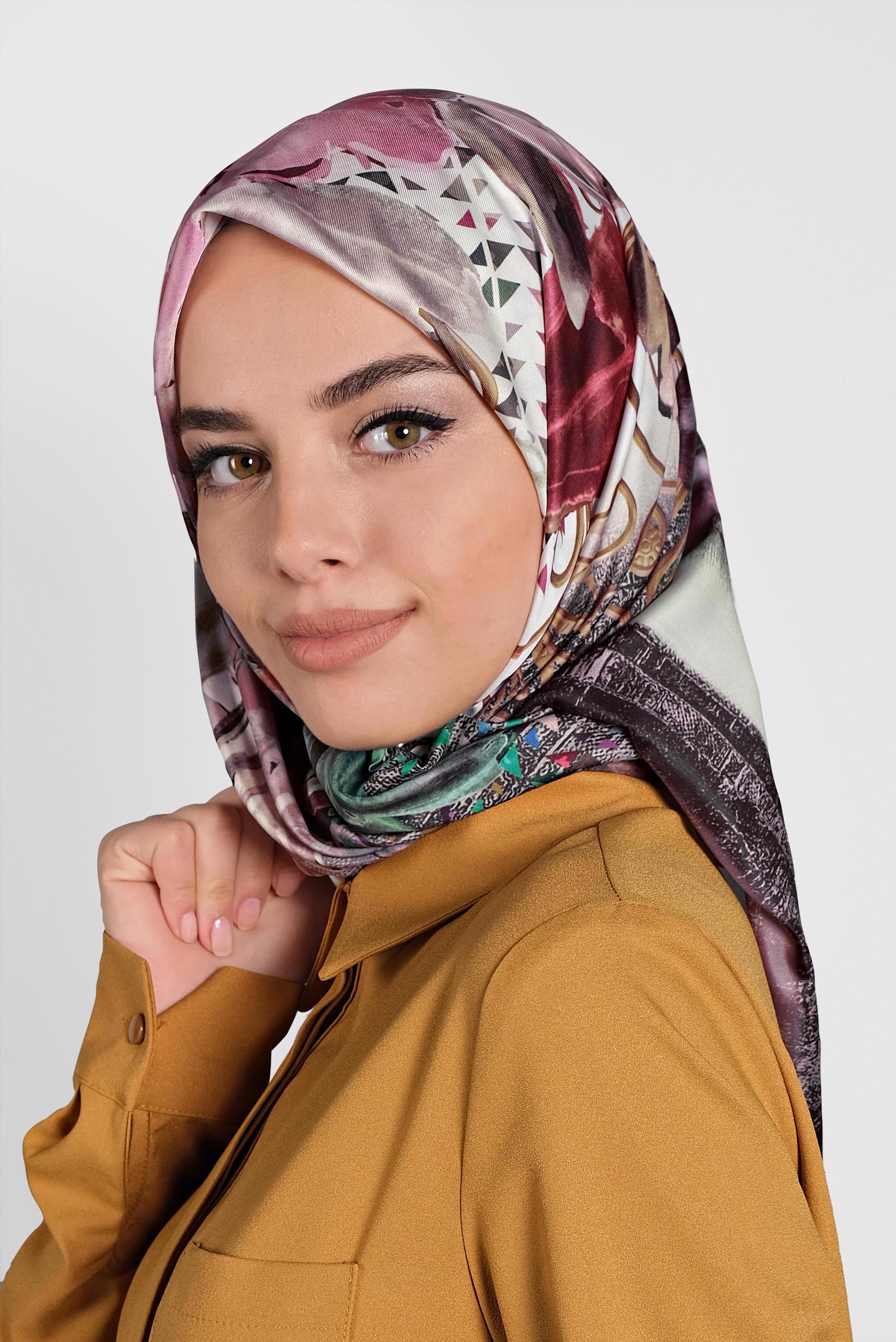 Tesettür giyim GRİ 9985 ALVİNA DİJİTAL EŞARP