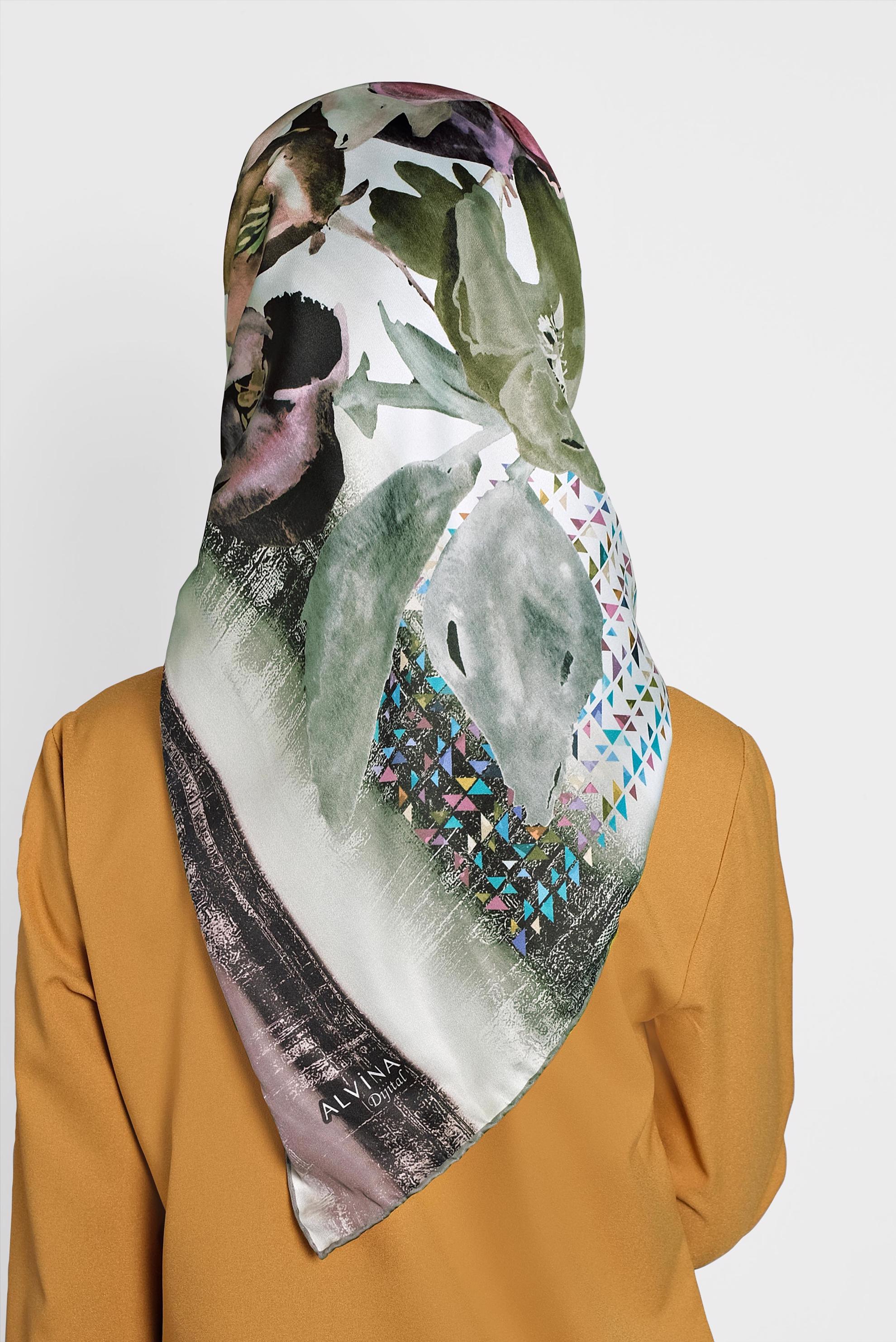 Tesettür giyim GRİ 9985 ALVİNA DİJİTAL EŞARP