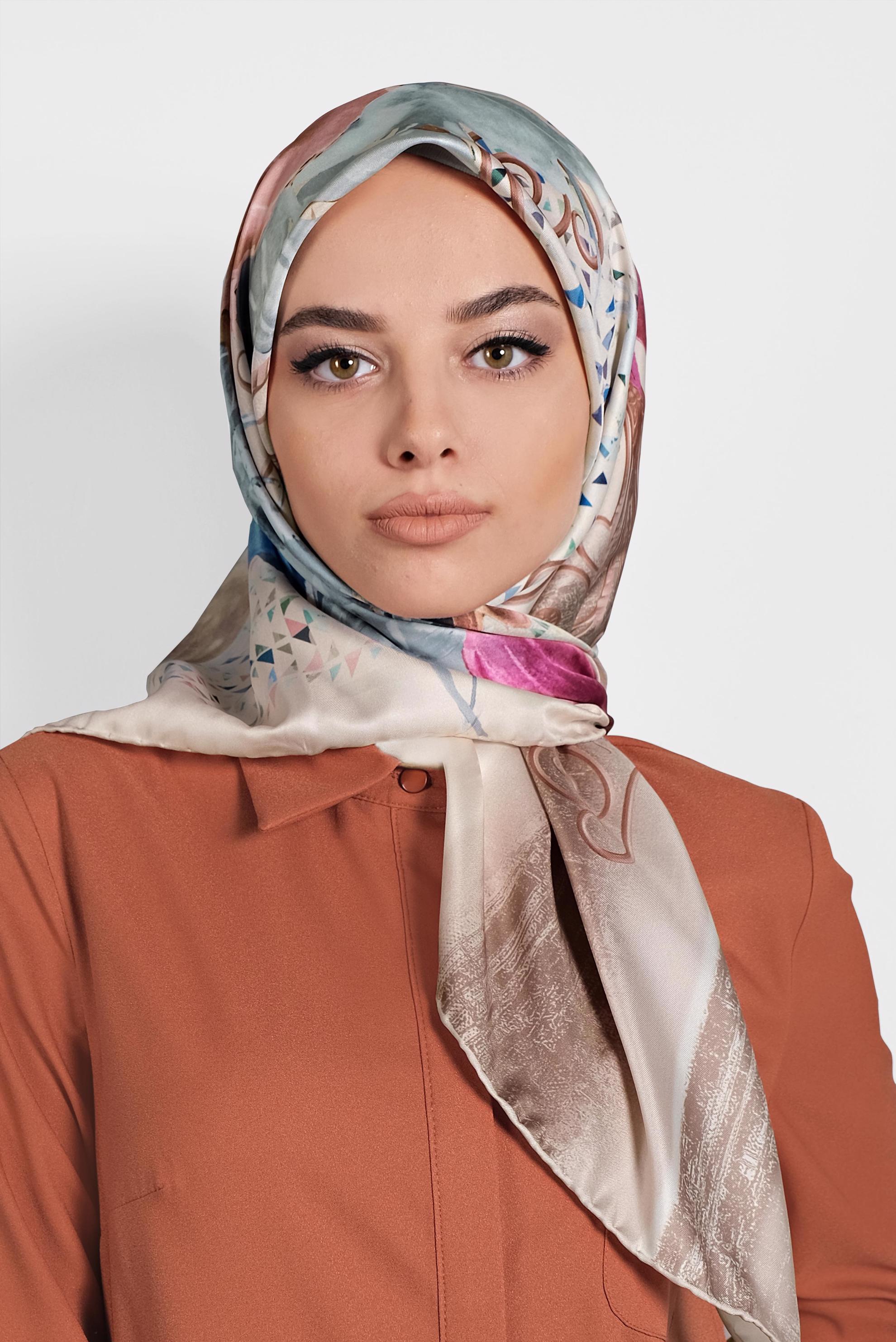 Tesettür giyim PUDRA 9985 ALVİNA DİJİTAL EŞARP